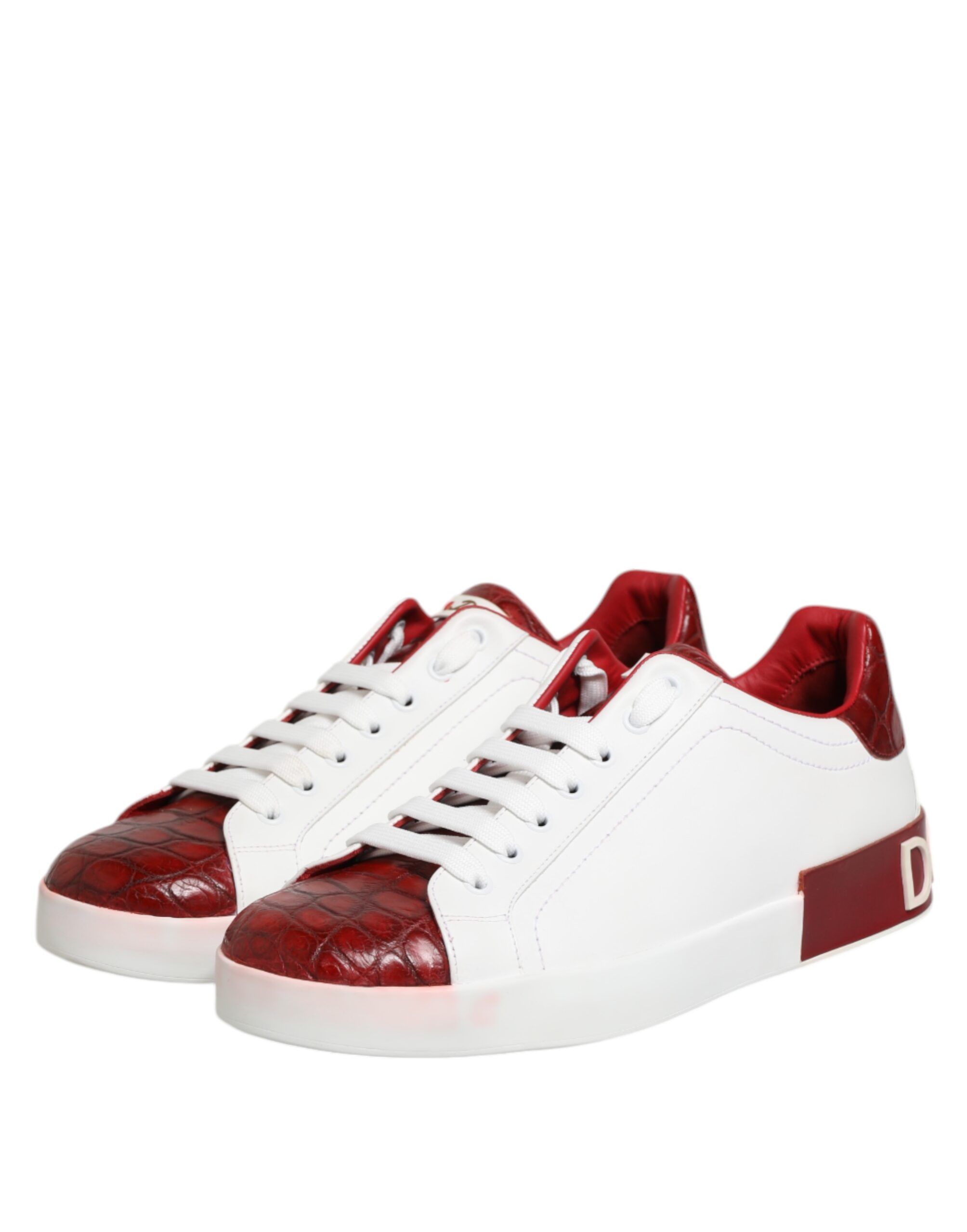 White Red Leather Lace Up Sneakers Men's Shoes (Pre-Owned) - Dolce & Gabbana - Modalova