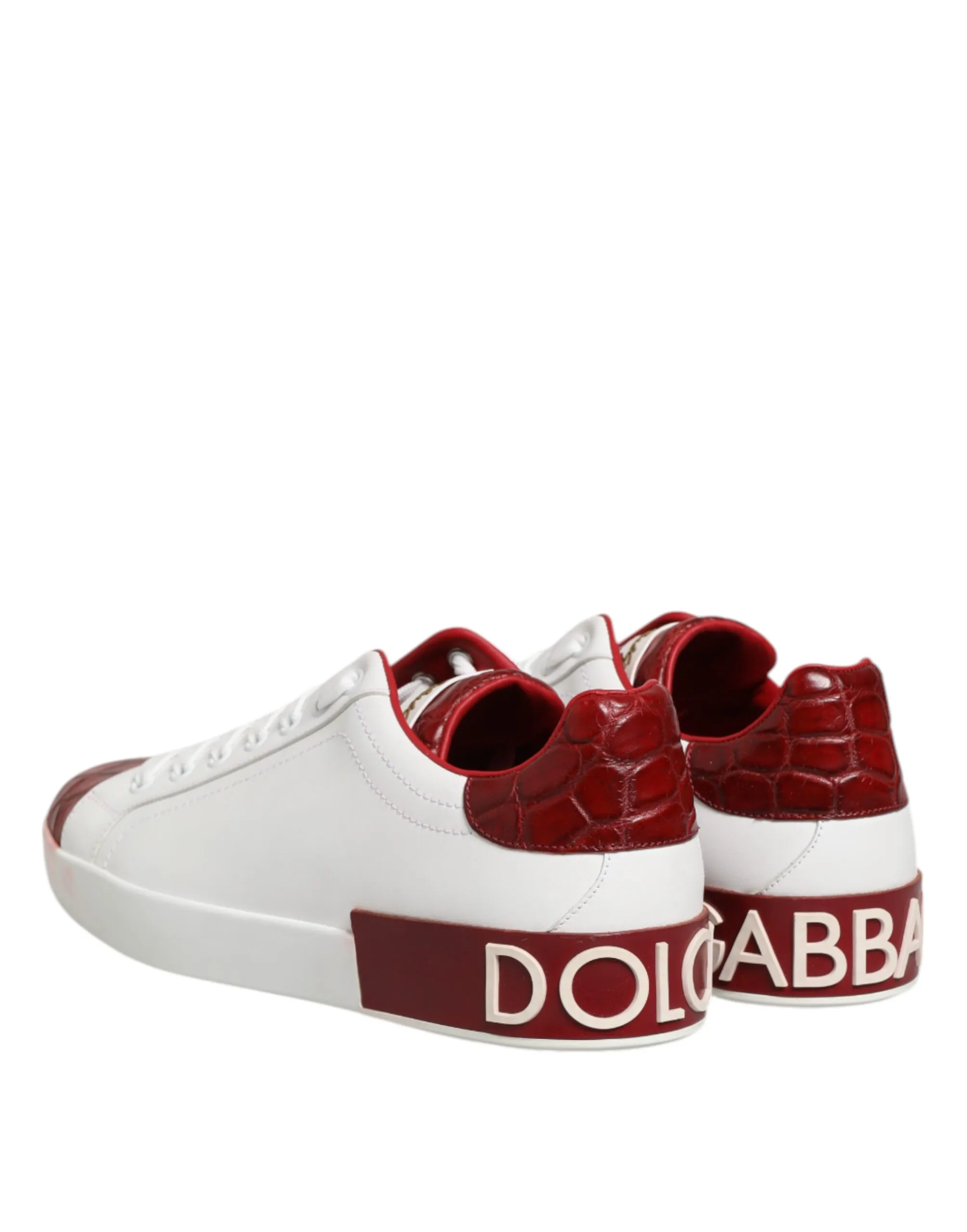 White Red Leather Lace Up Sneakers Men's Shoes (Pre-Owned) - Dolce & Gabbana - Modalova