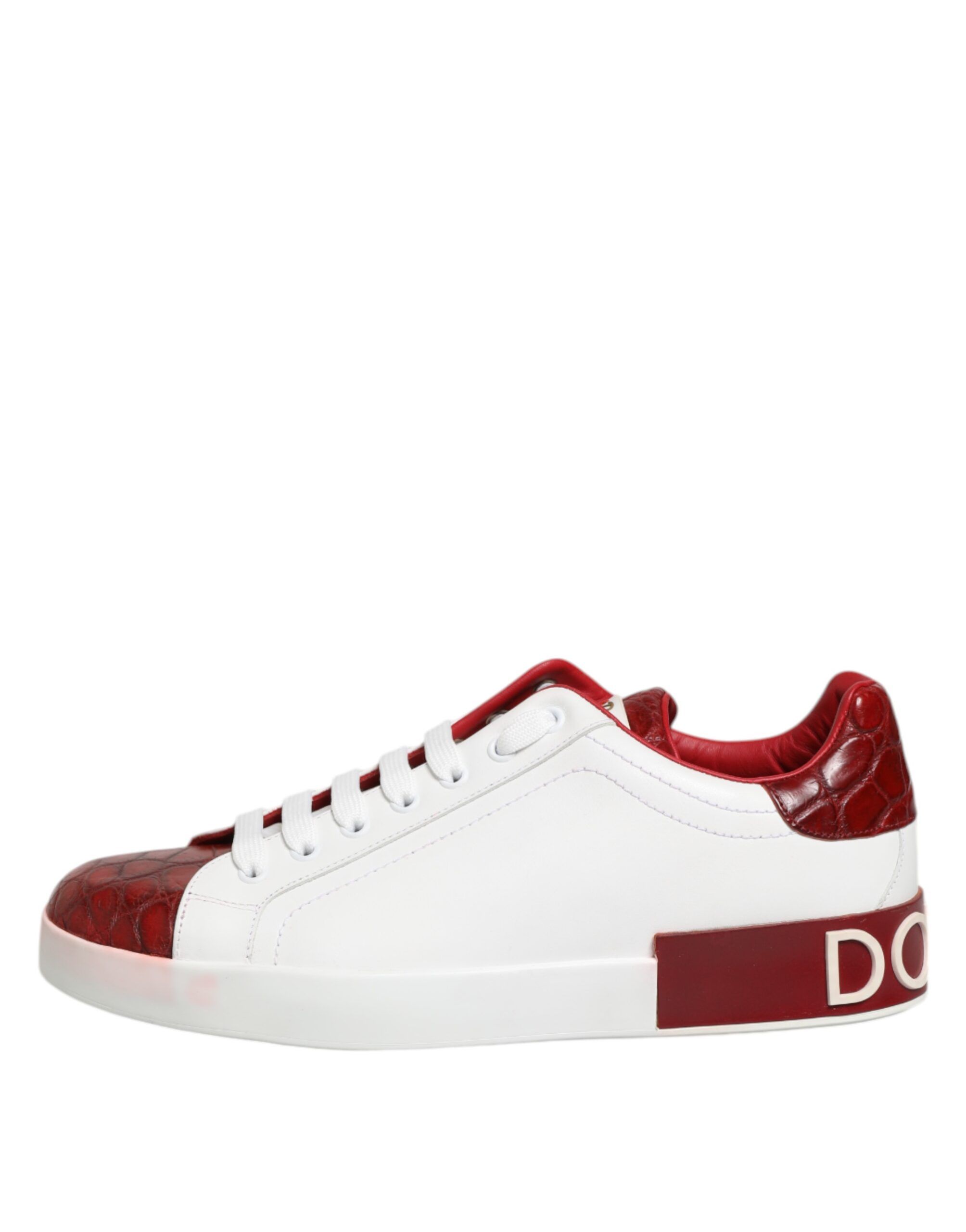 White Red Leather Lace Up Sneakers Men's Shoes (Pre-Owned) - Dolce & Gabbana - Modalova