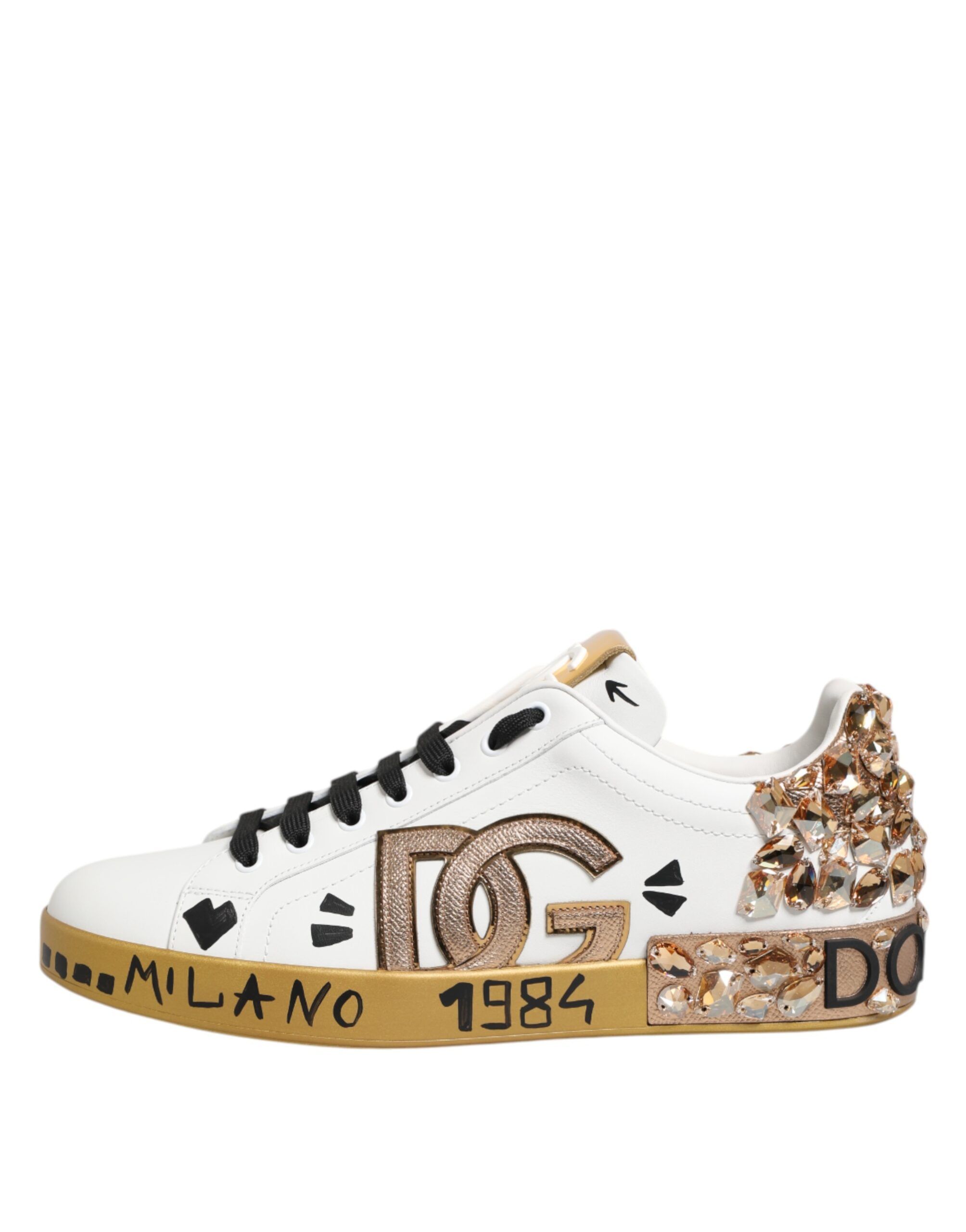 Gold Crystal Portofino Sneakers Men's Shoes - Dolce & Gabbana - Modalova