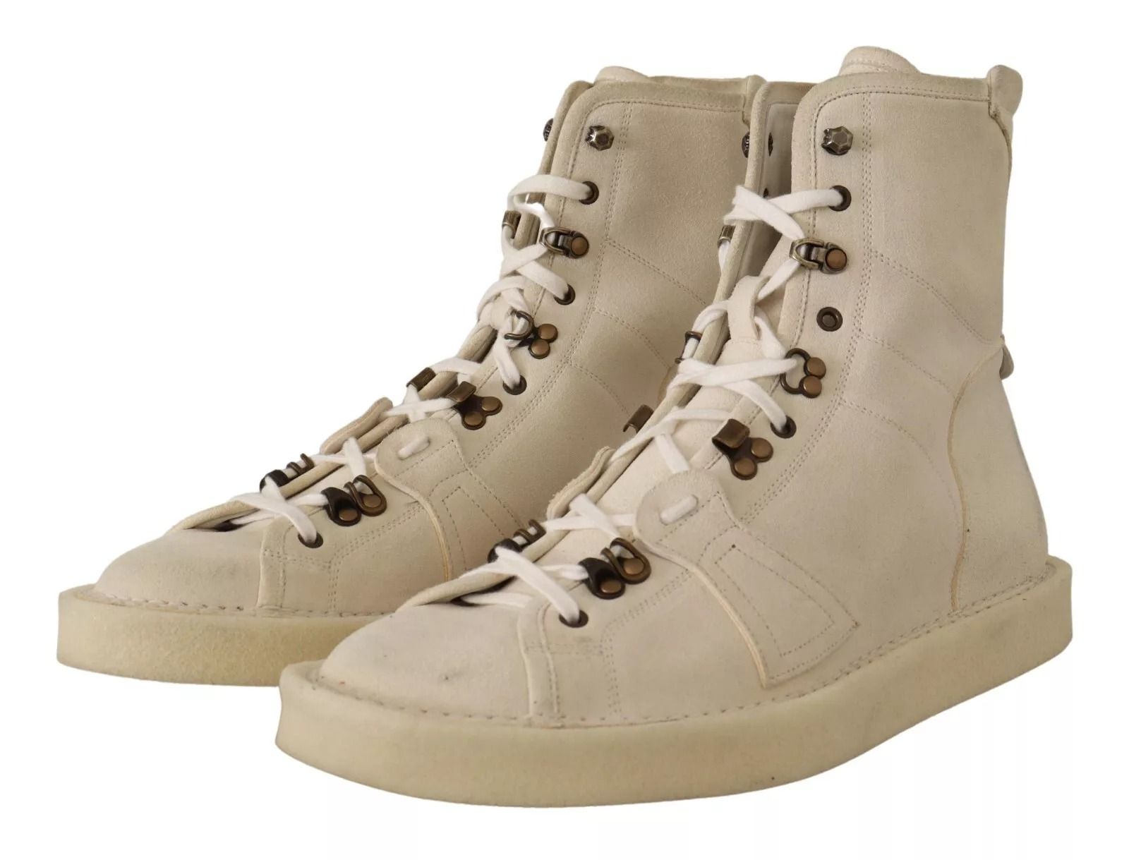 White Leather Lace Up Mens Men's Boots (Pre-Owned) - Dolce & Gabbana - Modalova