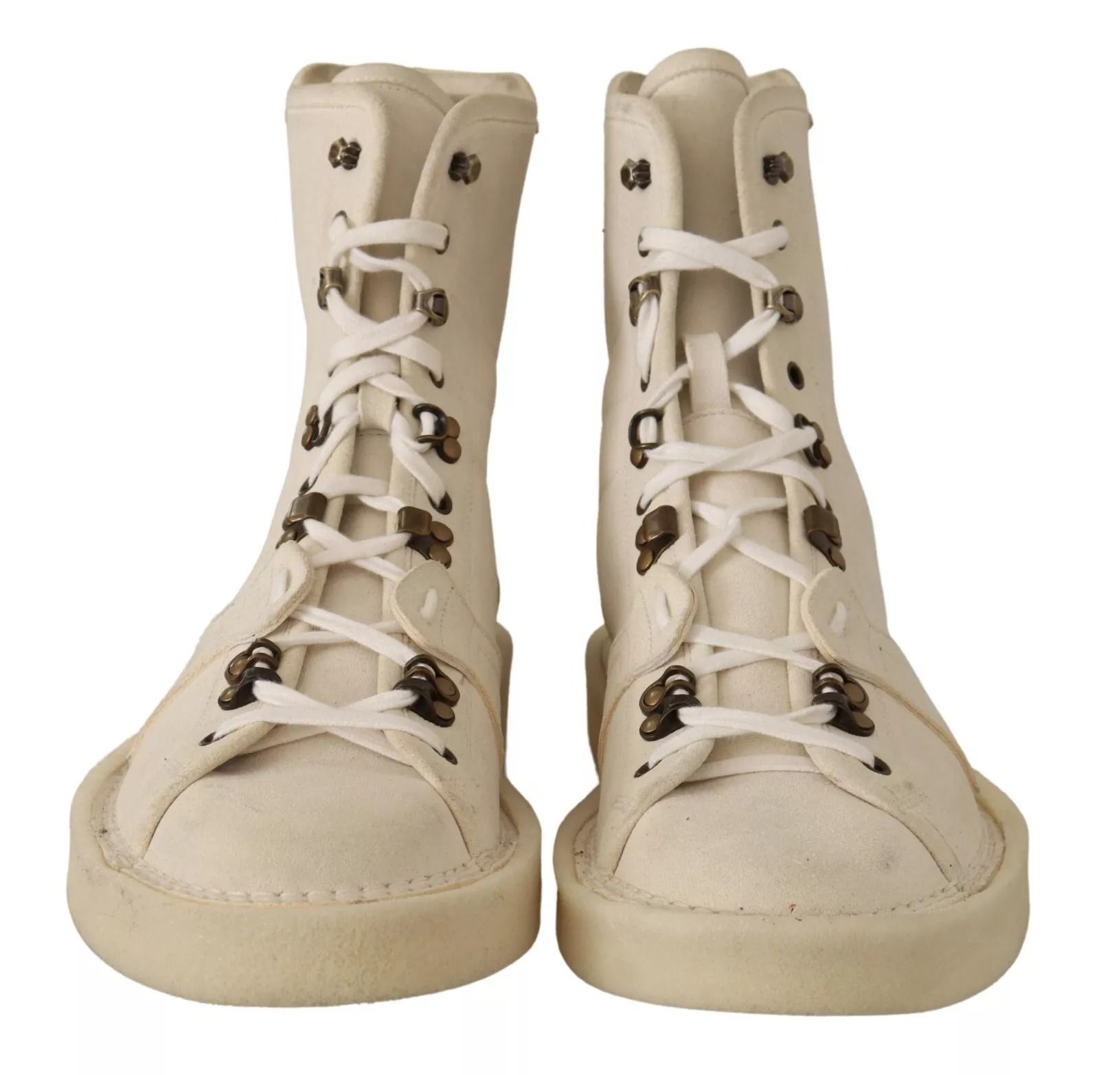 White Leather Lace Up Mens Men's Boots (Pre-Owned) - Dolce & Gabbana - Modalova