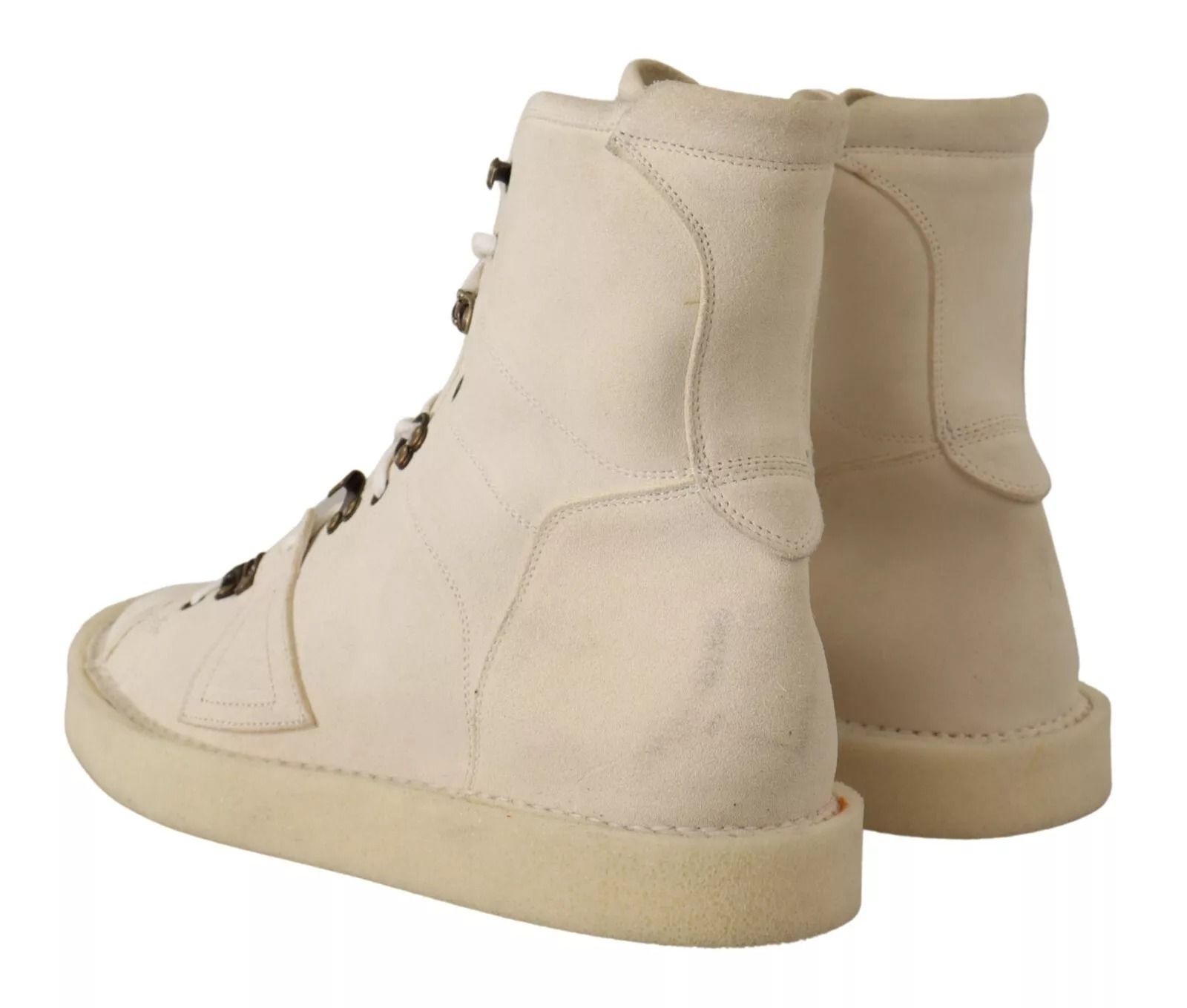 White Leather Lace Up Mens Men's Boots (Pre-Owned) - Dolce & Gabbana - Modalova