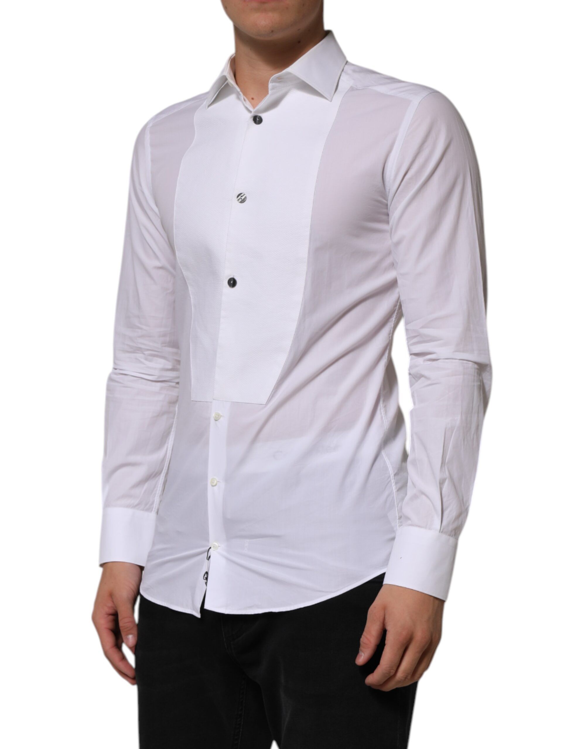 Bib Cotton Poplin GOLD Men Formal Men's Shirt (Pre-Owned) - Dolce & Gabbana - Modalova