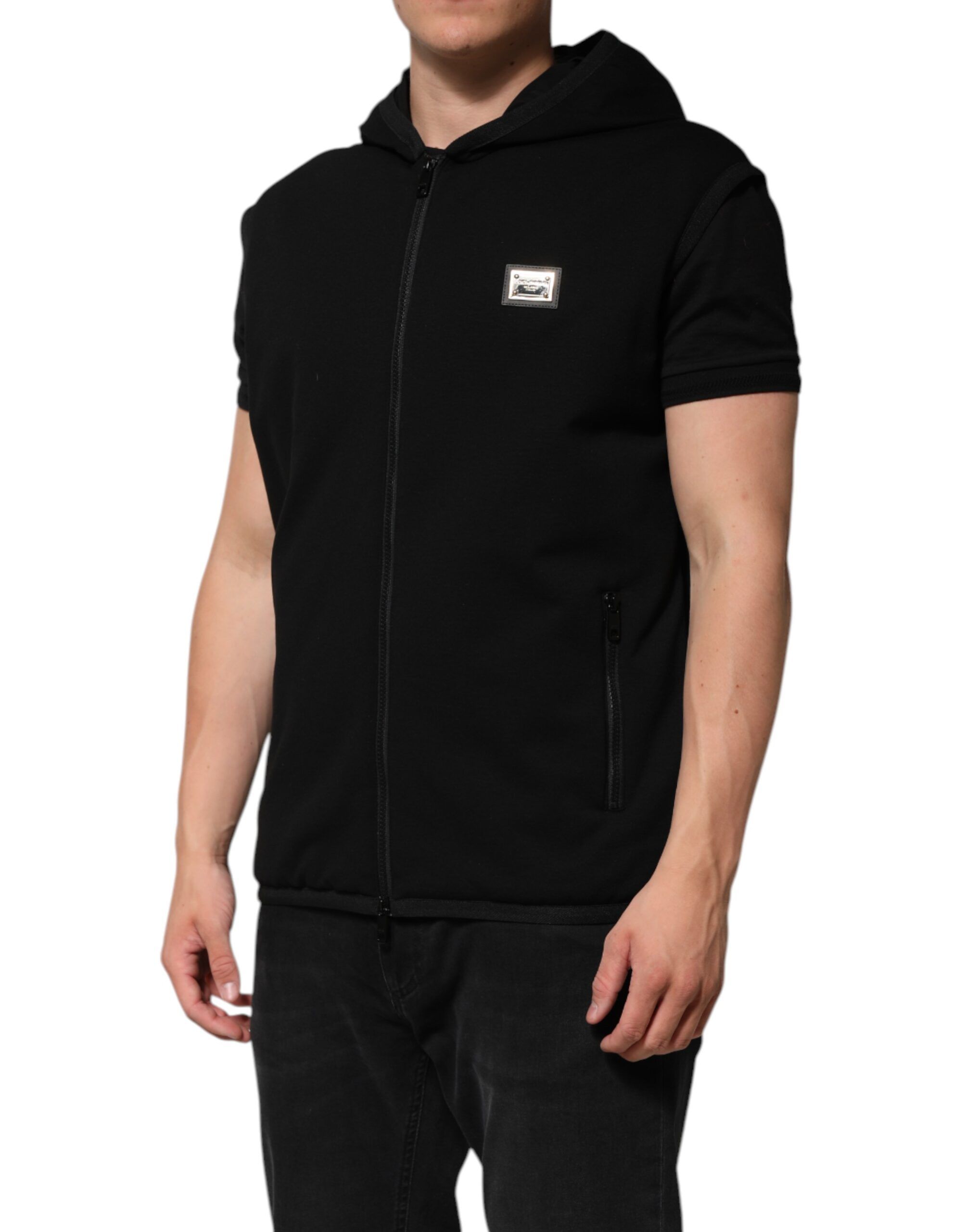 Sleeveless Hooded Logo Plaque Men's Jacket - Dolce & Gabbana - Modalova