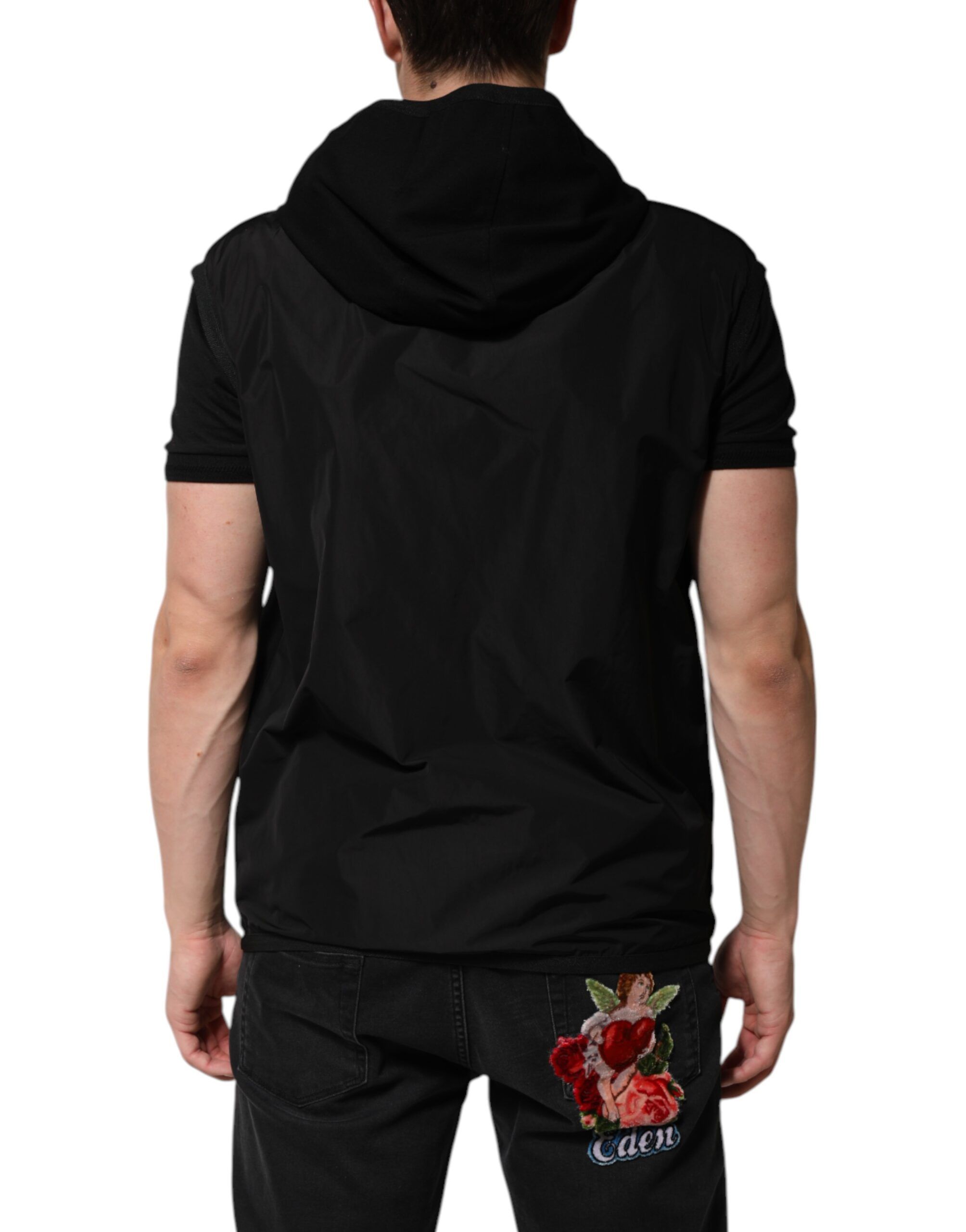 Sleeveless Hooded Logo Plaque Men's Jacket - Dolce & Gabbana - Modalova