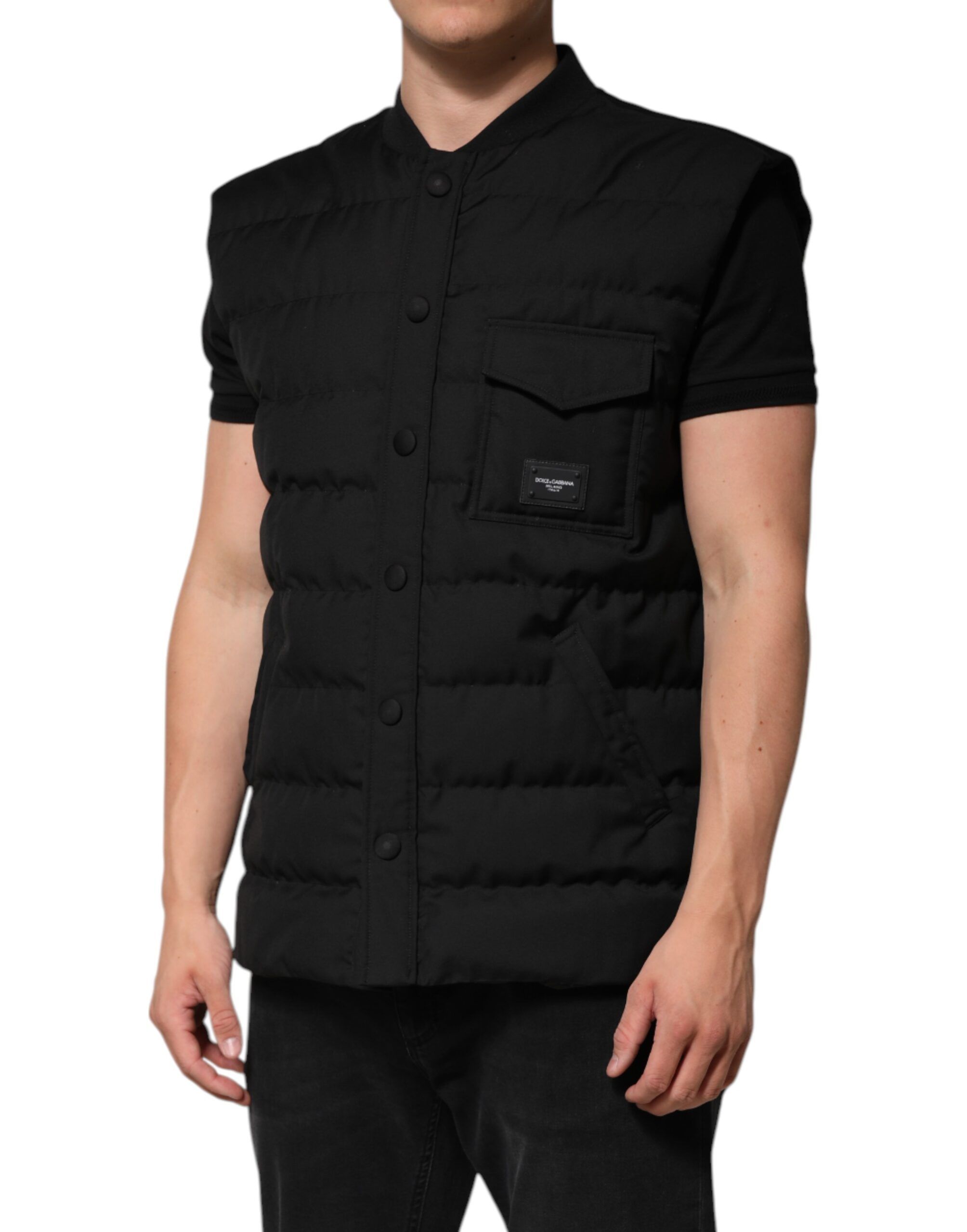 Sleeveless Parka Logo Plaque Men's Jacket - Dolce & Gabbana - Modalova