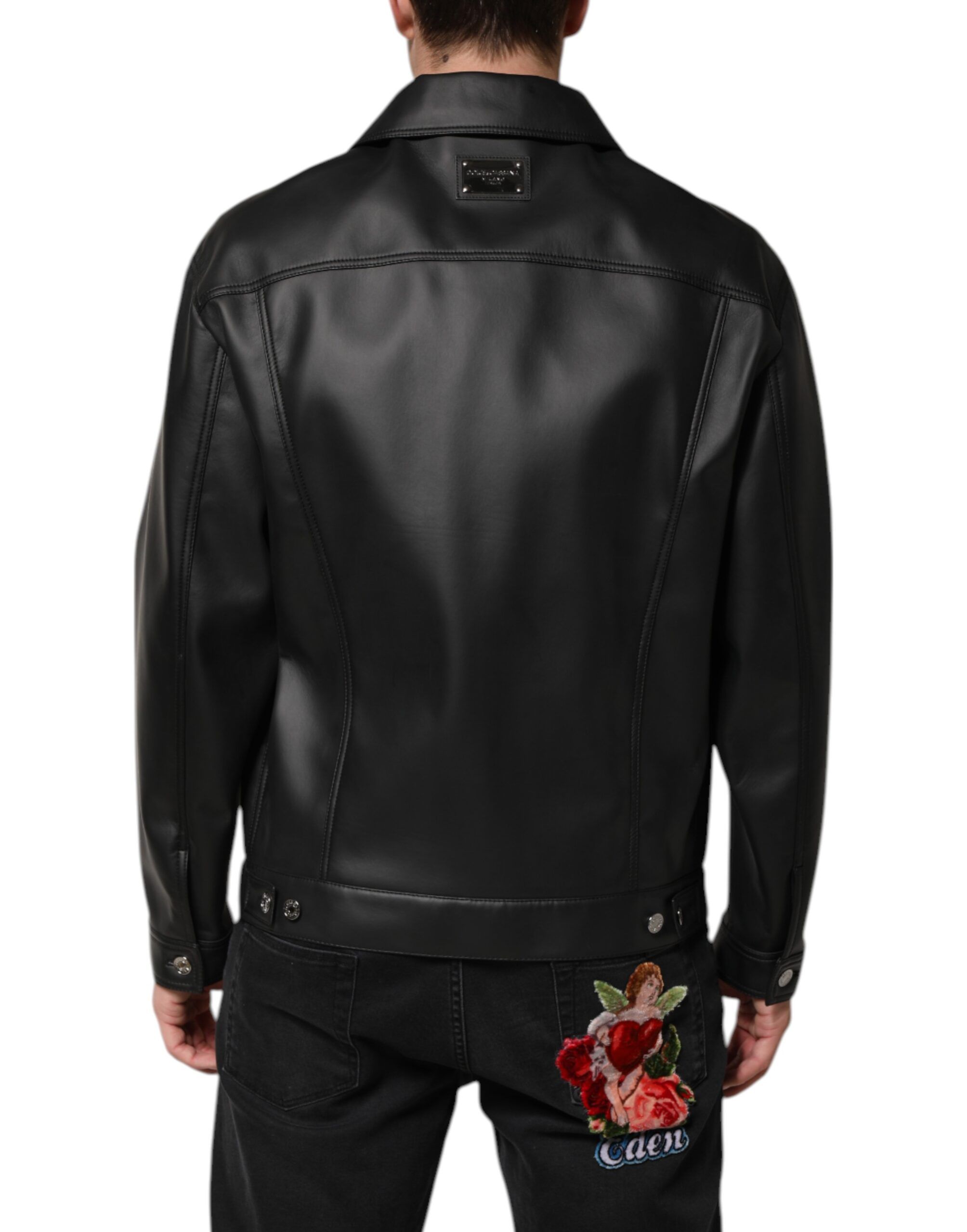 Polyester Button Down Biker Men's Jacket - Dolce & Gabbana - Modalova