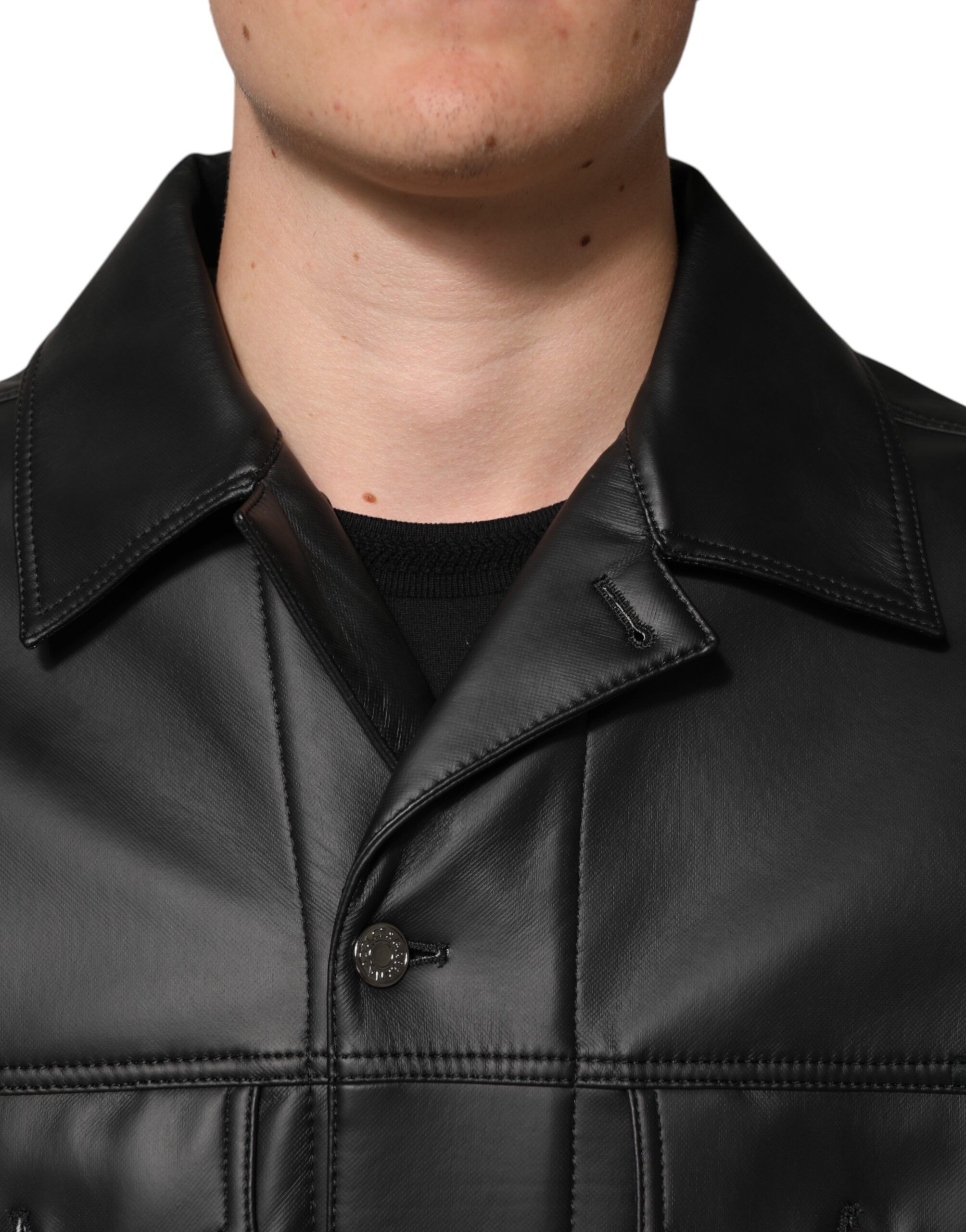 Polyester Button Down Biker Men's Jacket - Dolce & Gabbana - Modalova