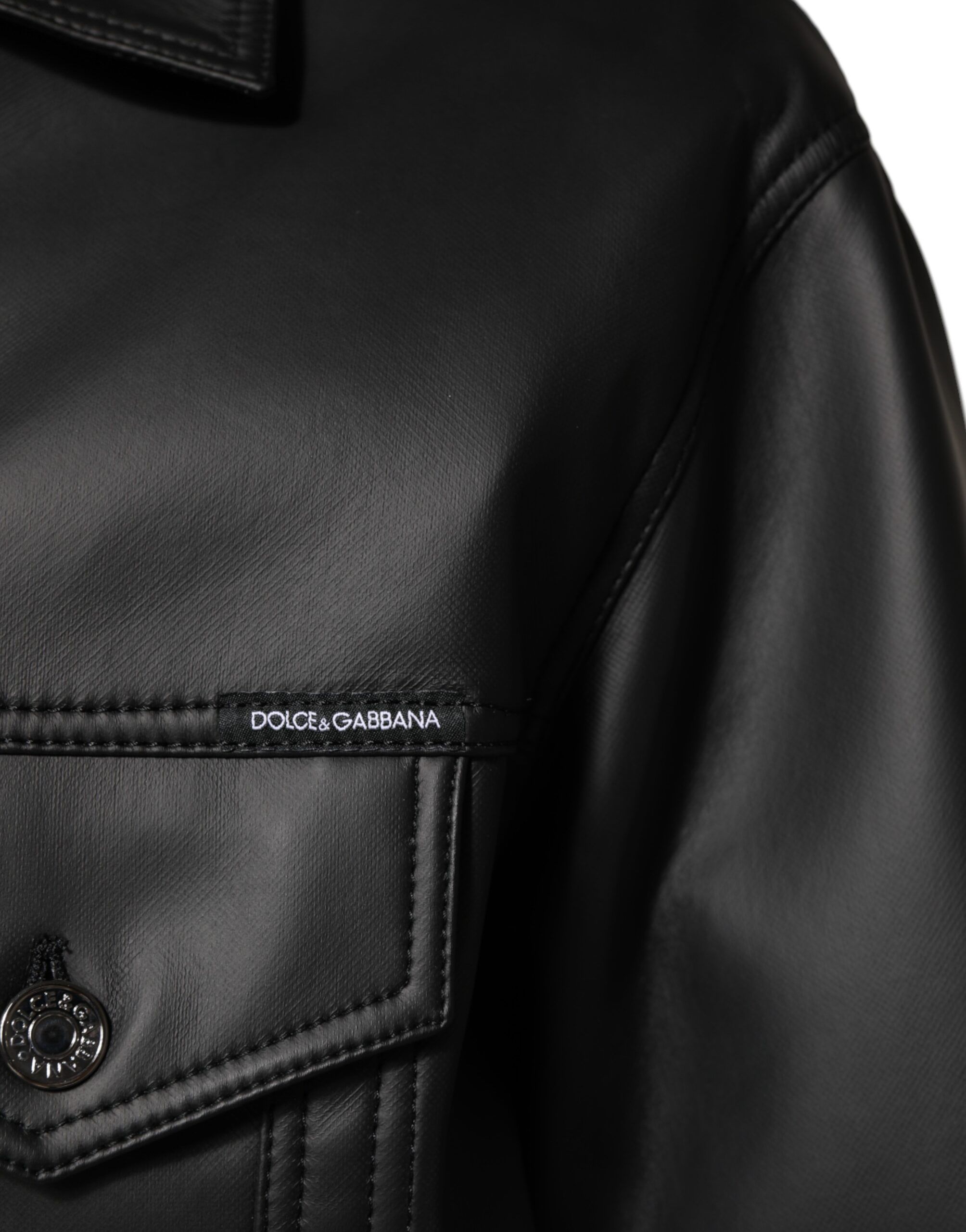 Polyester Button Down Biker Men's Jacket - Dolce & Gabbana - Modalova