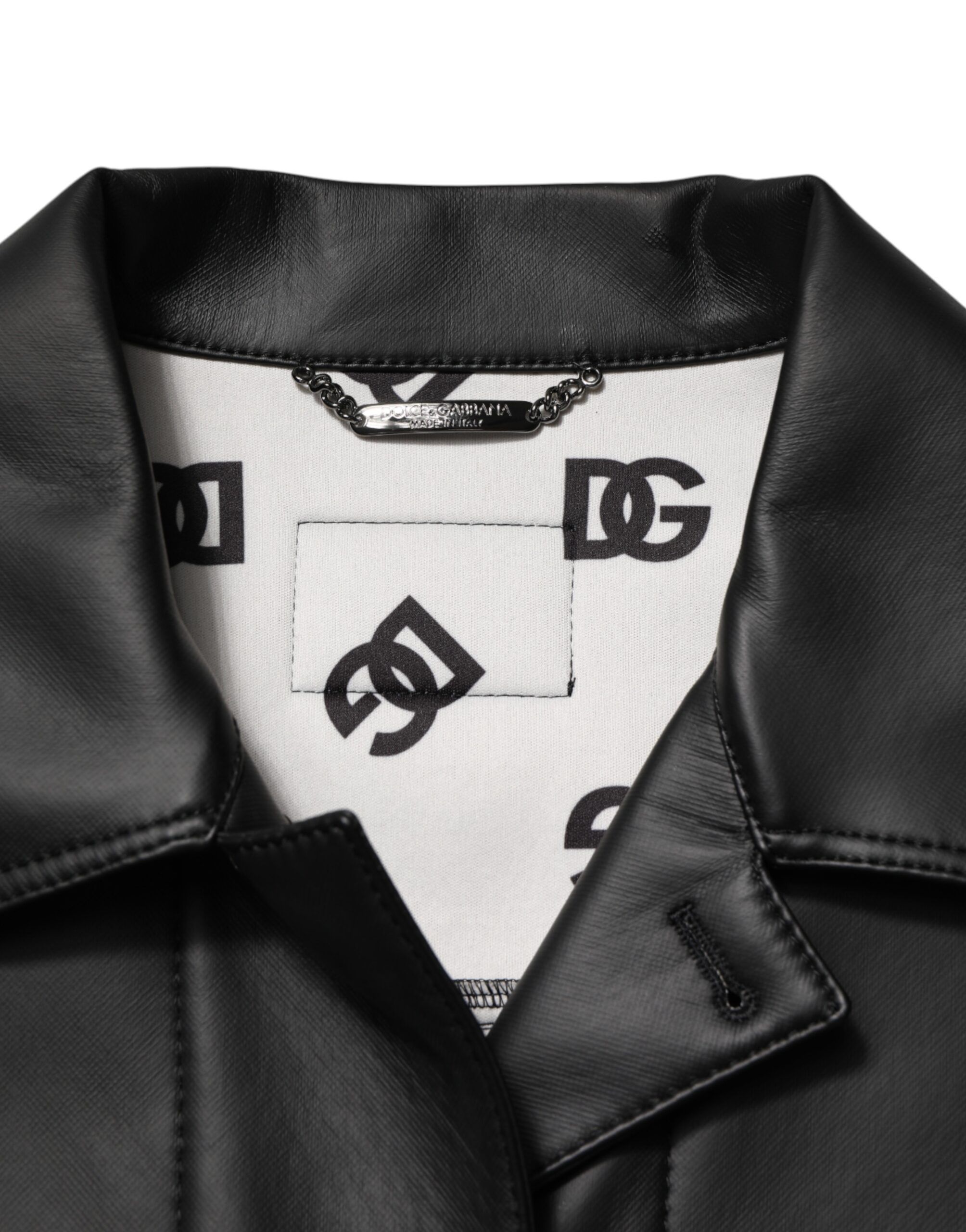 Polyester Button Down Biker Men's Jacket - Dolce & Gabbana - Modalova