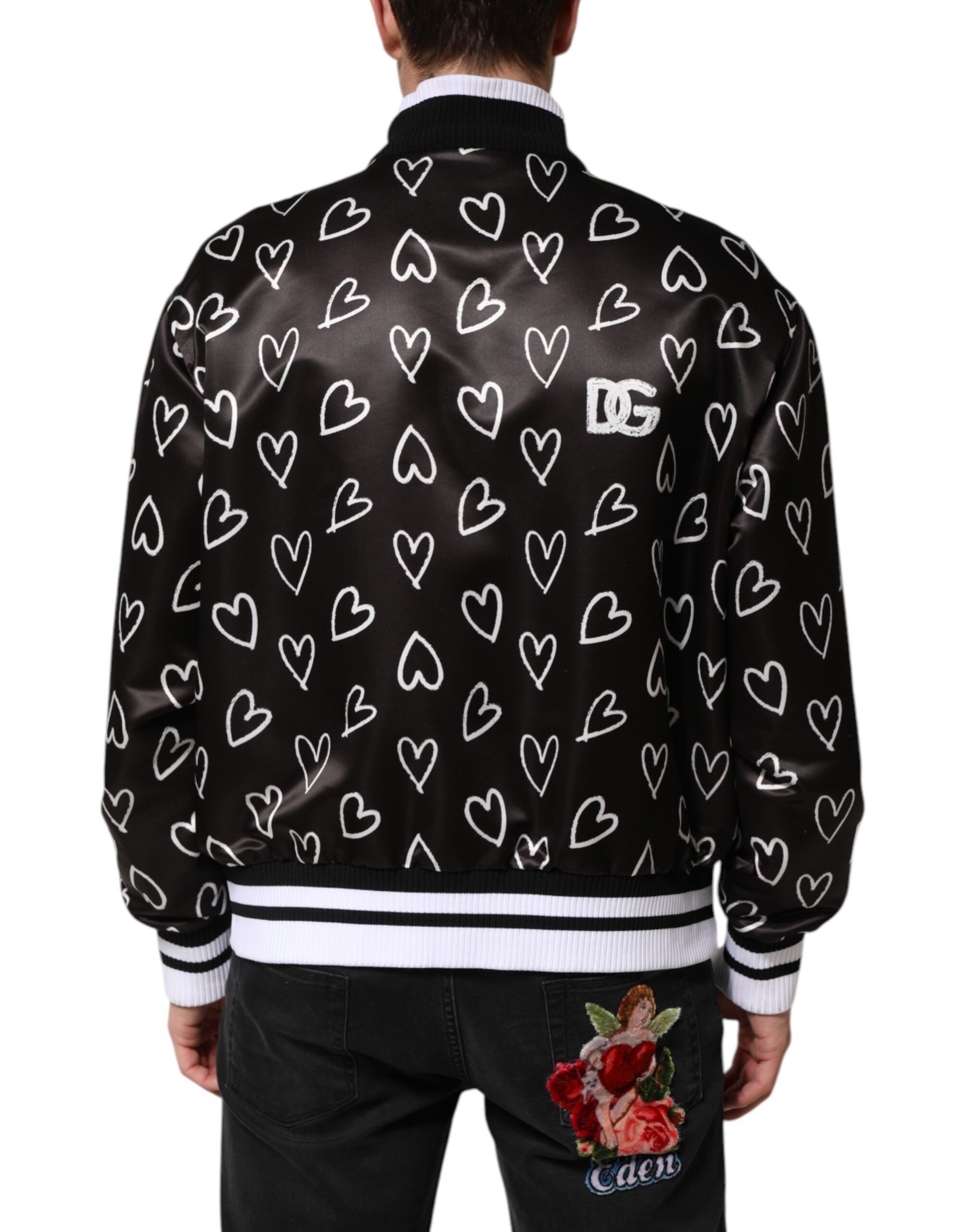 Polyester Heart Print Bomber Men's Jacket - Dolce & Gabbana - Modalova