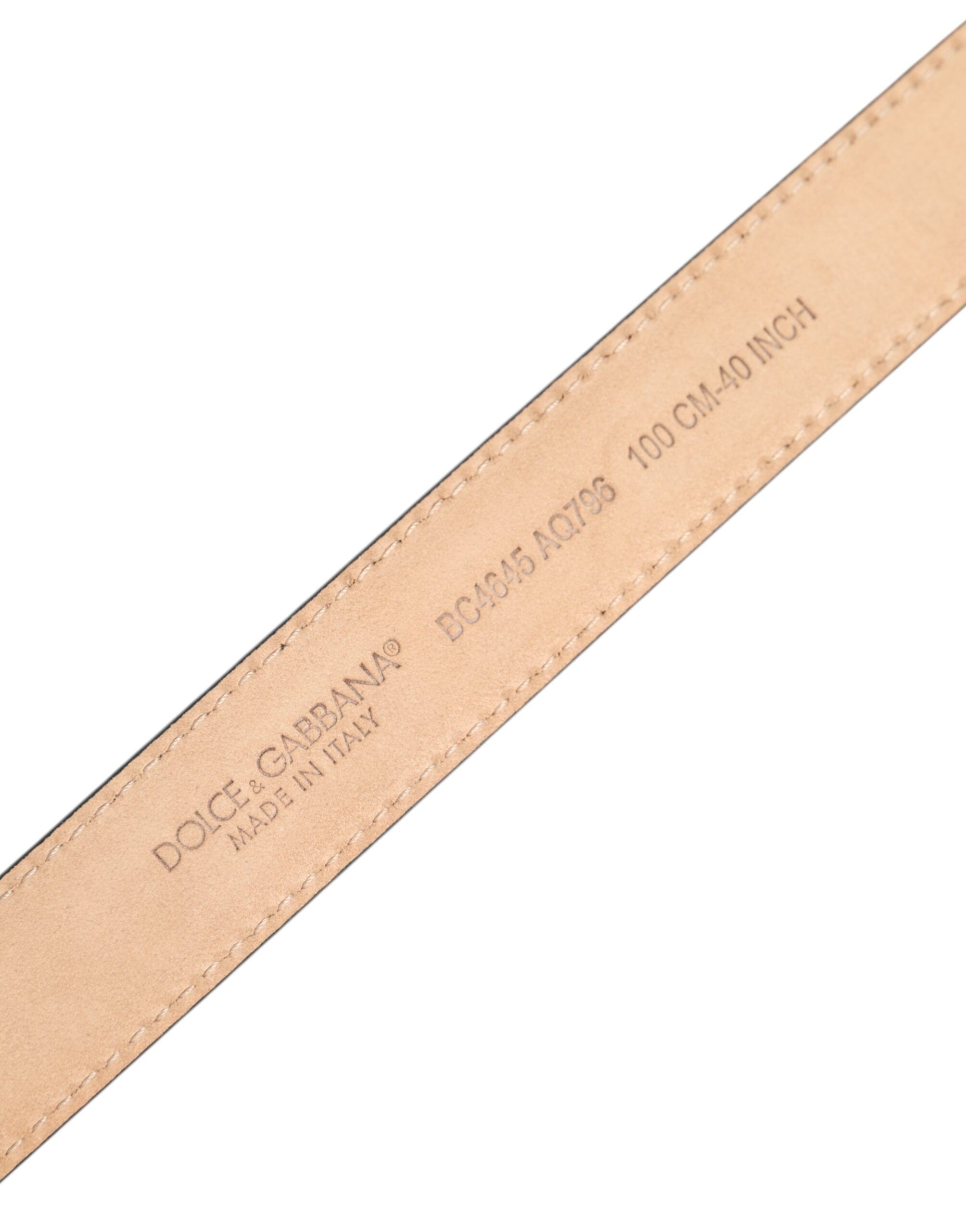 Metallic Leather Silver Tone Logo Buckle Men's Belt - Dolce & Gabbana - Modalova