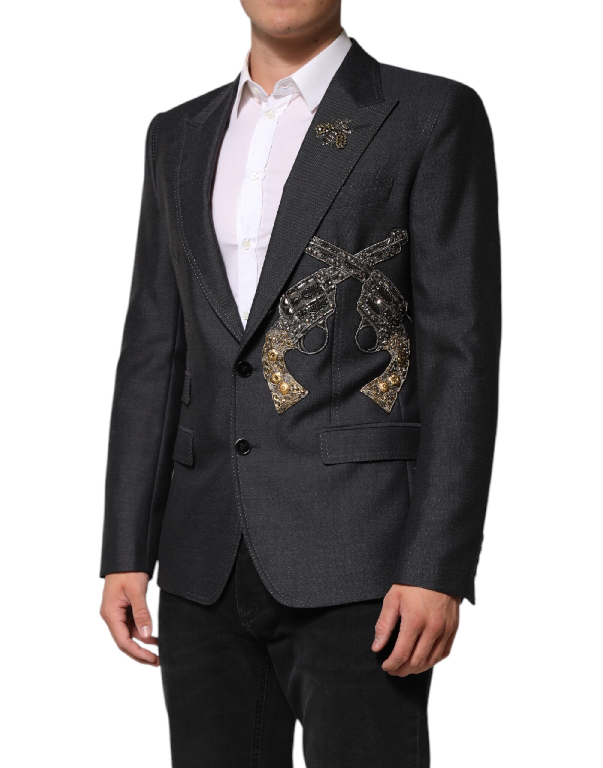 Bee Embroidery Wool Coat Men's Blazer - Dolce & Gabbana - Modalova