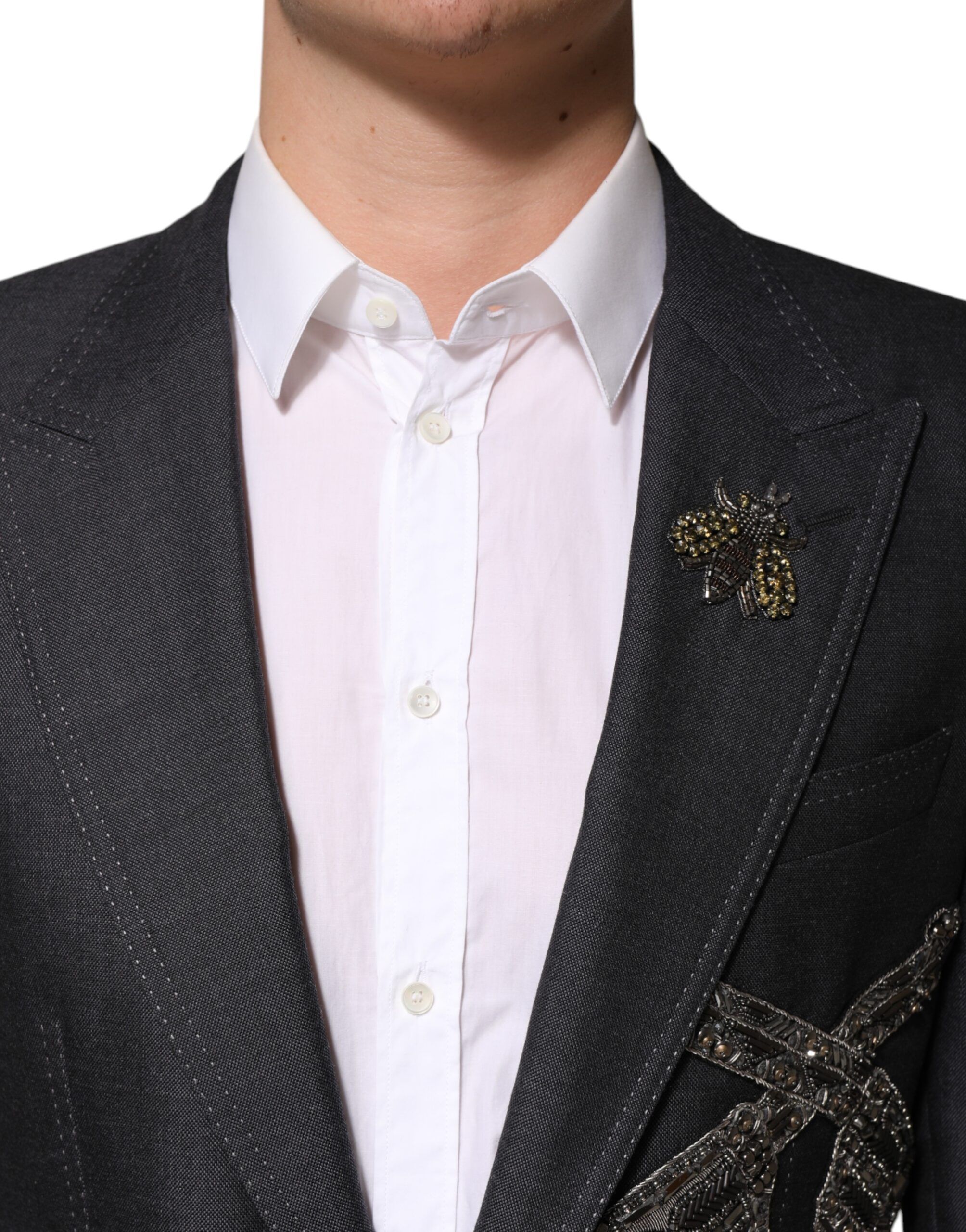 Bee Embroidery Wool Coat Men's Blazer - Dolce & Gabbana - Modalova