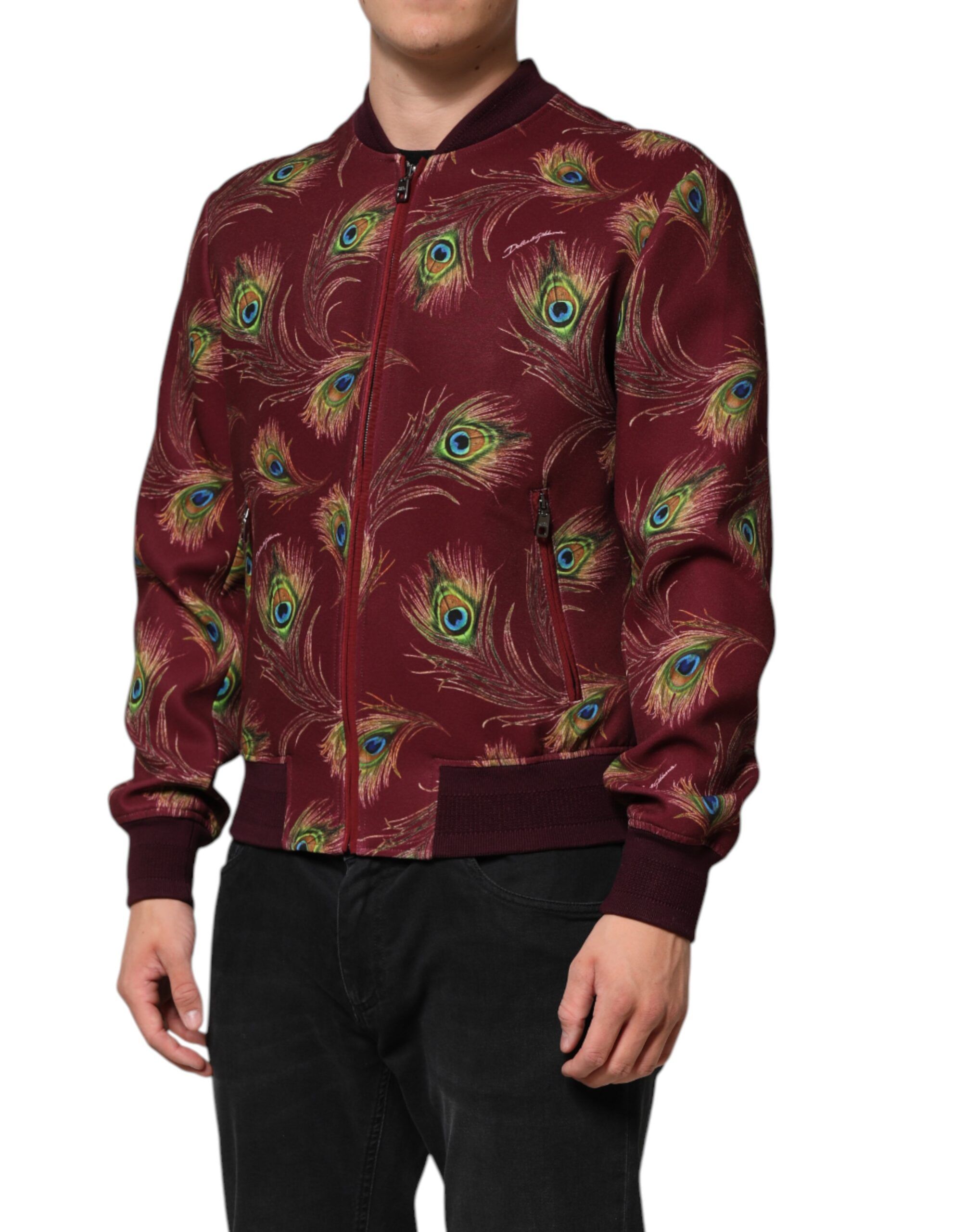 Peacock Feather Print Bomber Men's Jacket - Dolce & Gabbana - Modalova