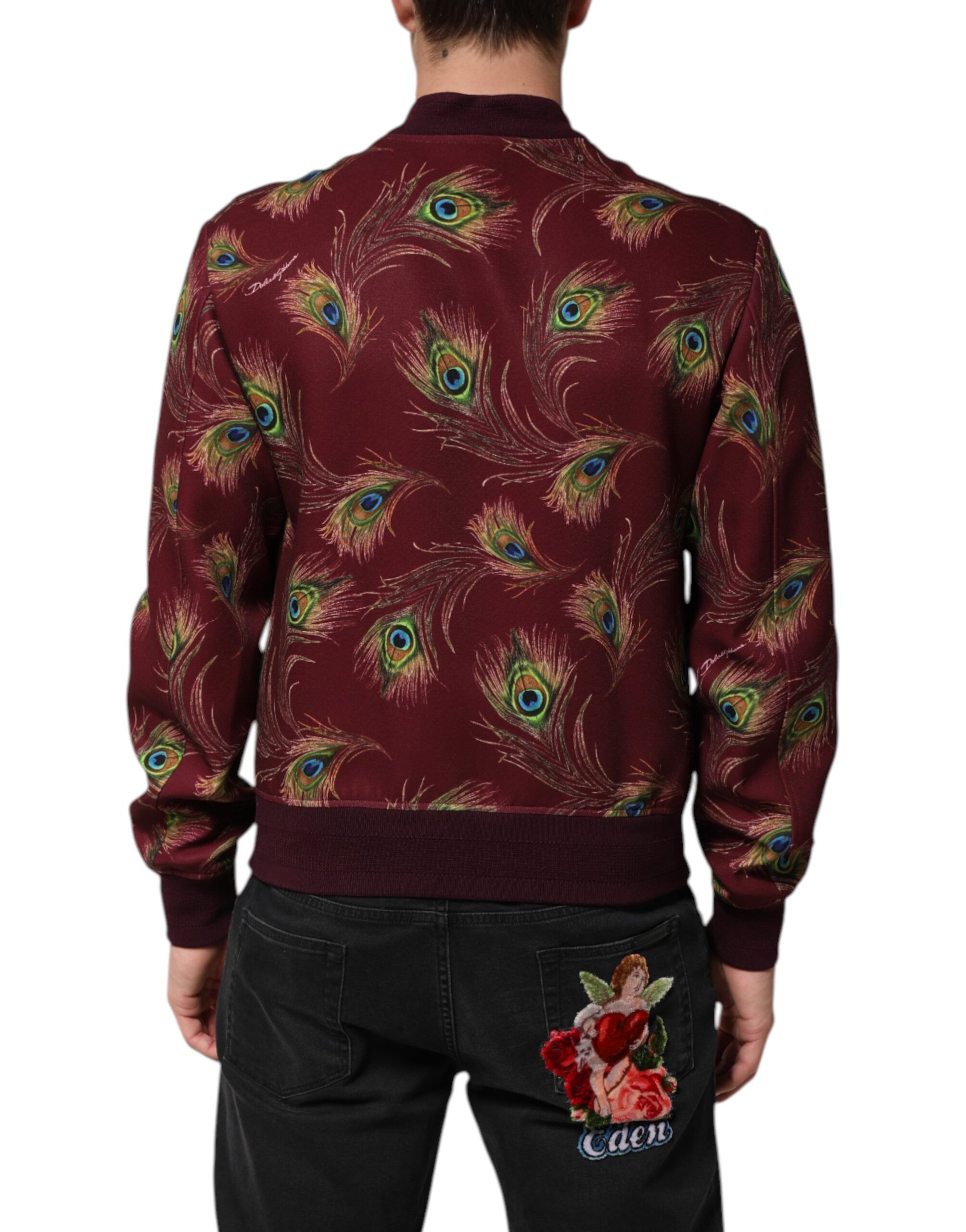 Peacock Feather Print Bomber Men's Jacket - Dolce & Gabbana - Modalova