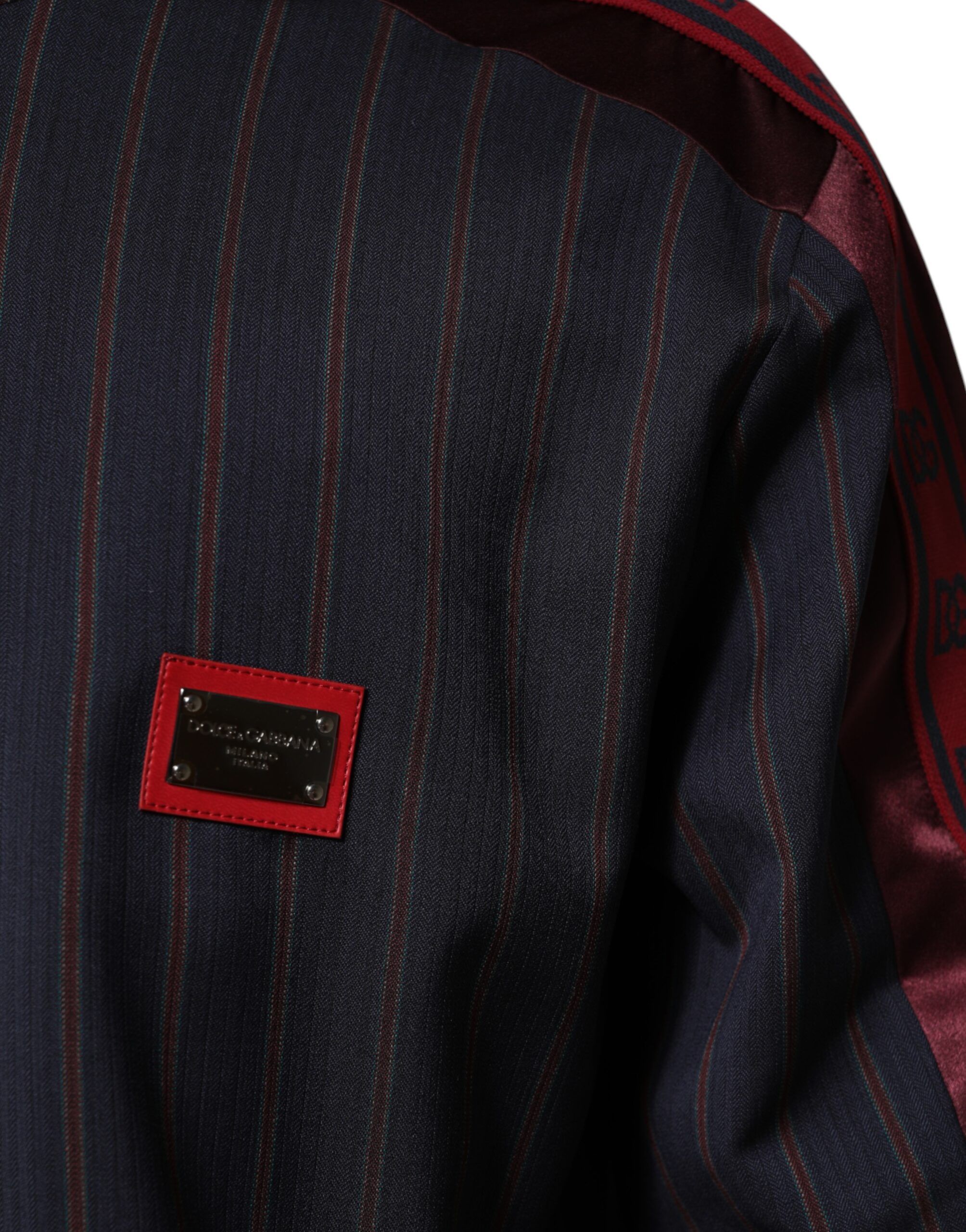 Red Striped Logo Plaque Full Zip Men's Jacket - Dolce & Gabbana - Modalova