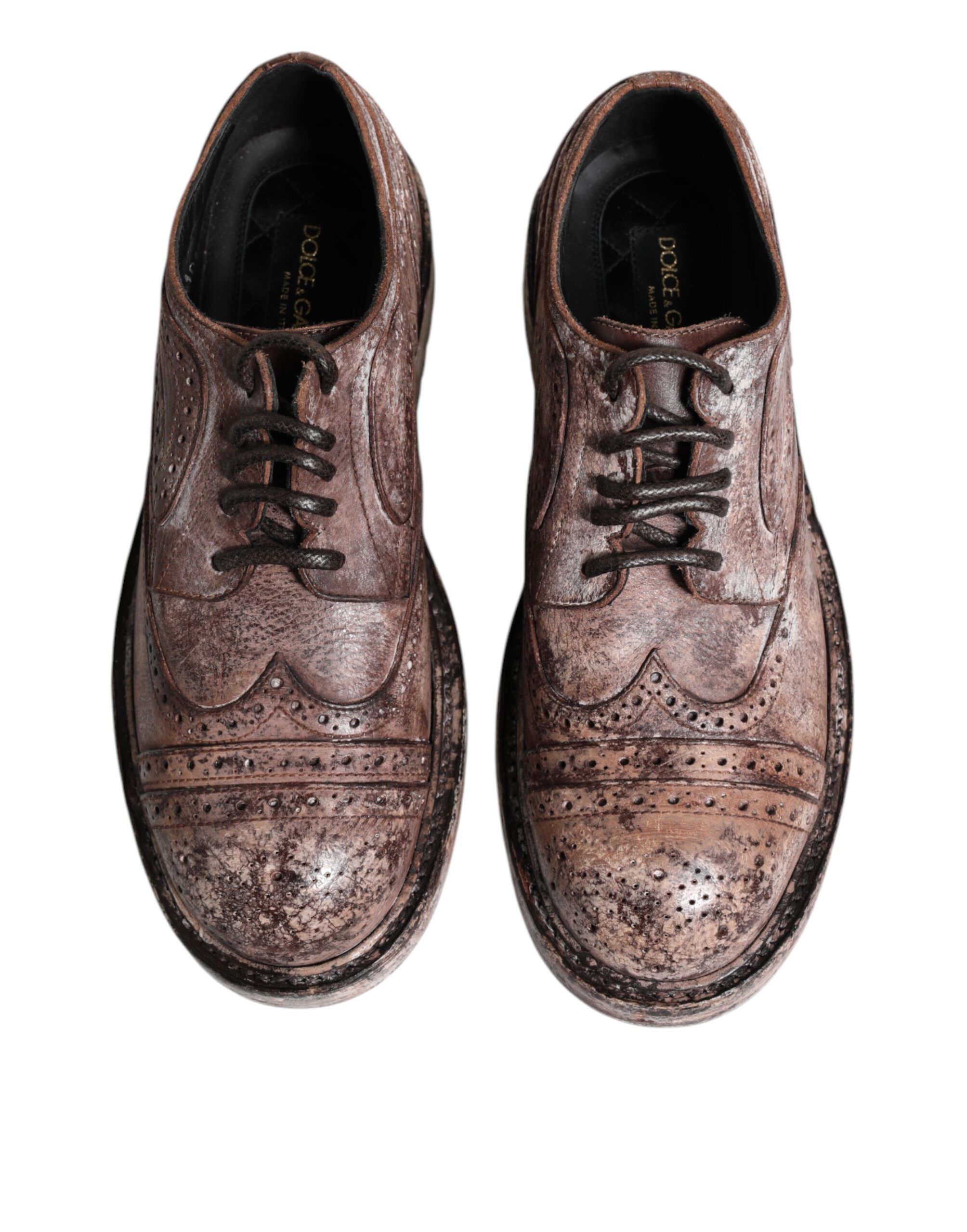 Leather Distressed Brogue Lace Up Men's Shoes (Pre-Owned) - Dolce & Gabbana - Modalova