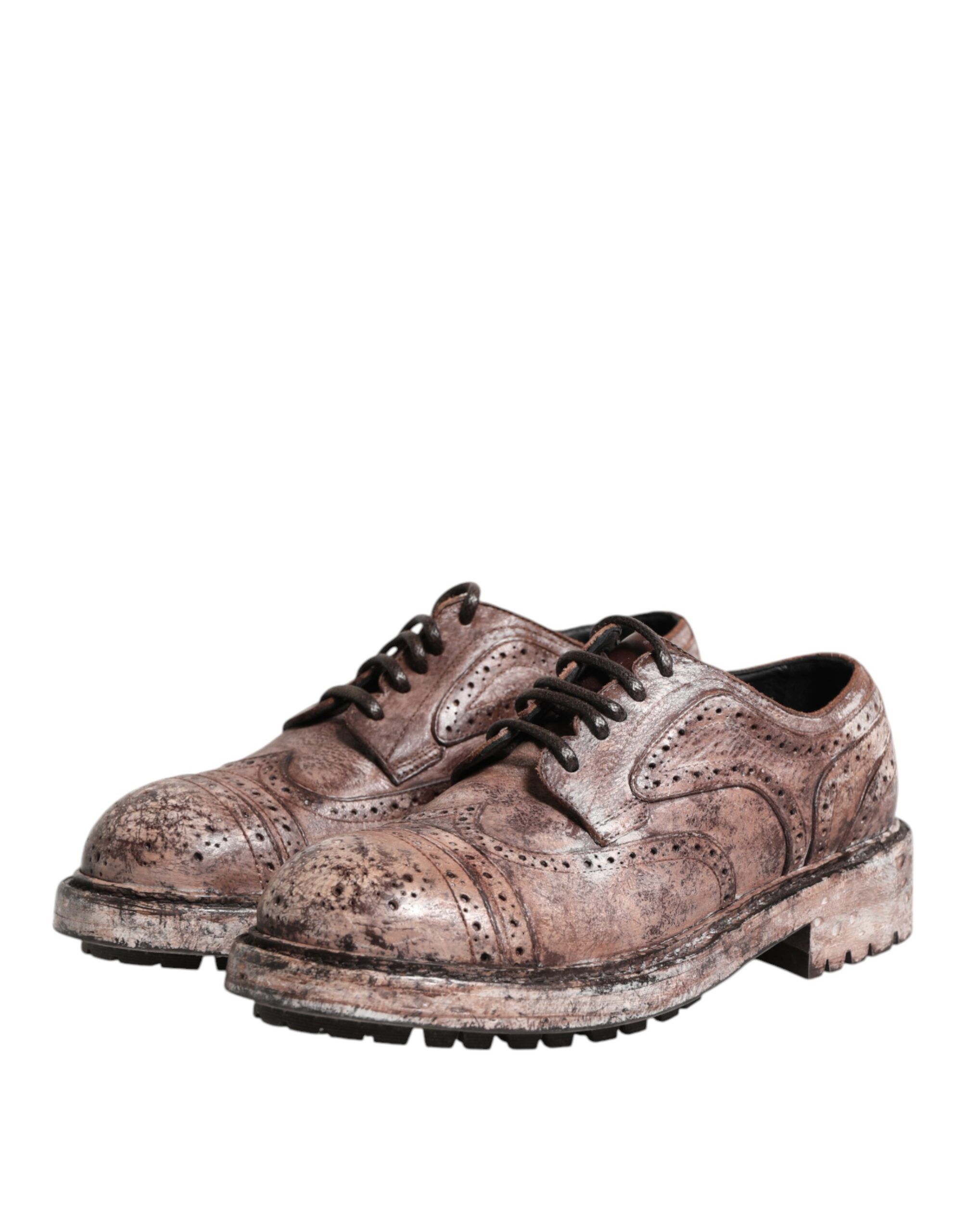 Leather Distressed Brogue Lace Up Men's Shoes (Pre-Owned) - Dolce & Gabbana - Modalova