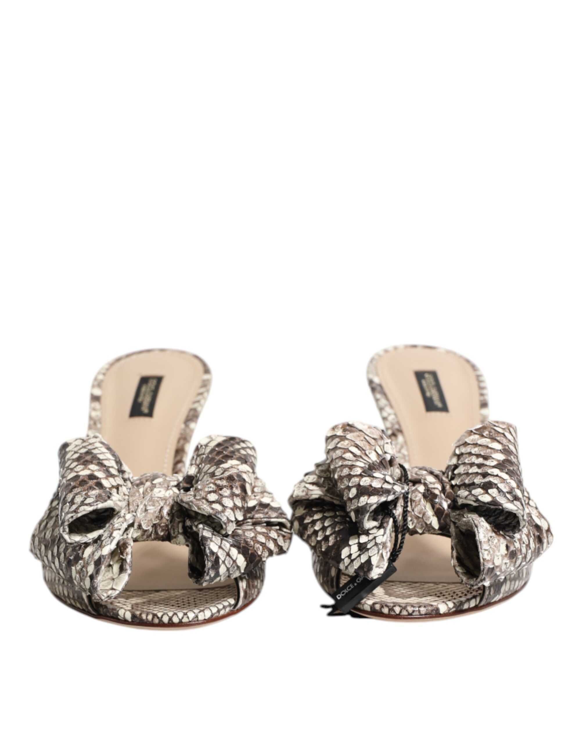 Keira Bow Leather Peep Toe Mules Women's Shoes - Dolce & Gabbana - Modalova