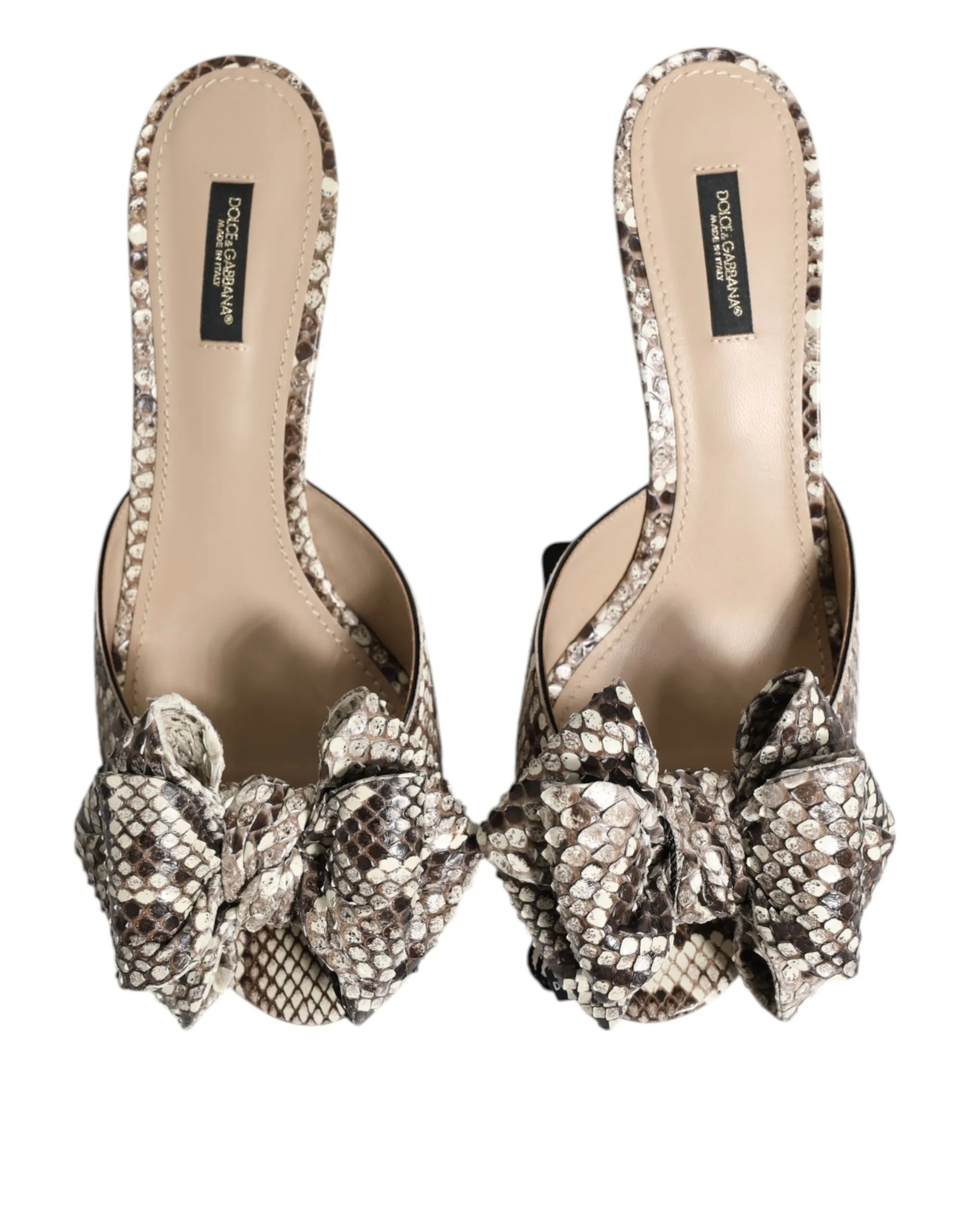 Keira Bow Leather Peep Toe Mules Women's Shoes - Dolce & Gabbana - Modalova