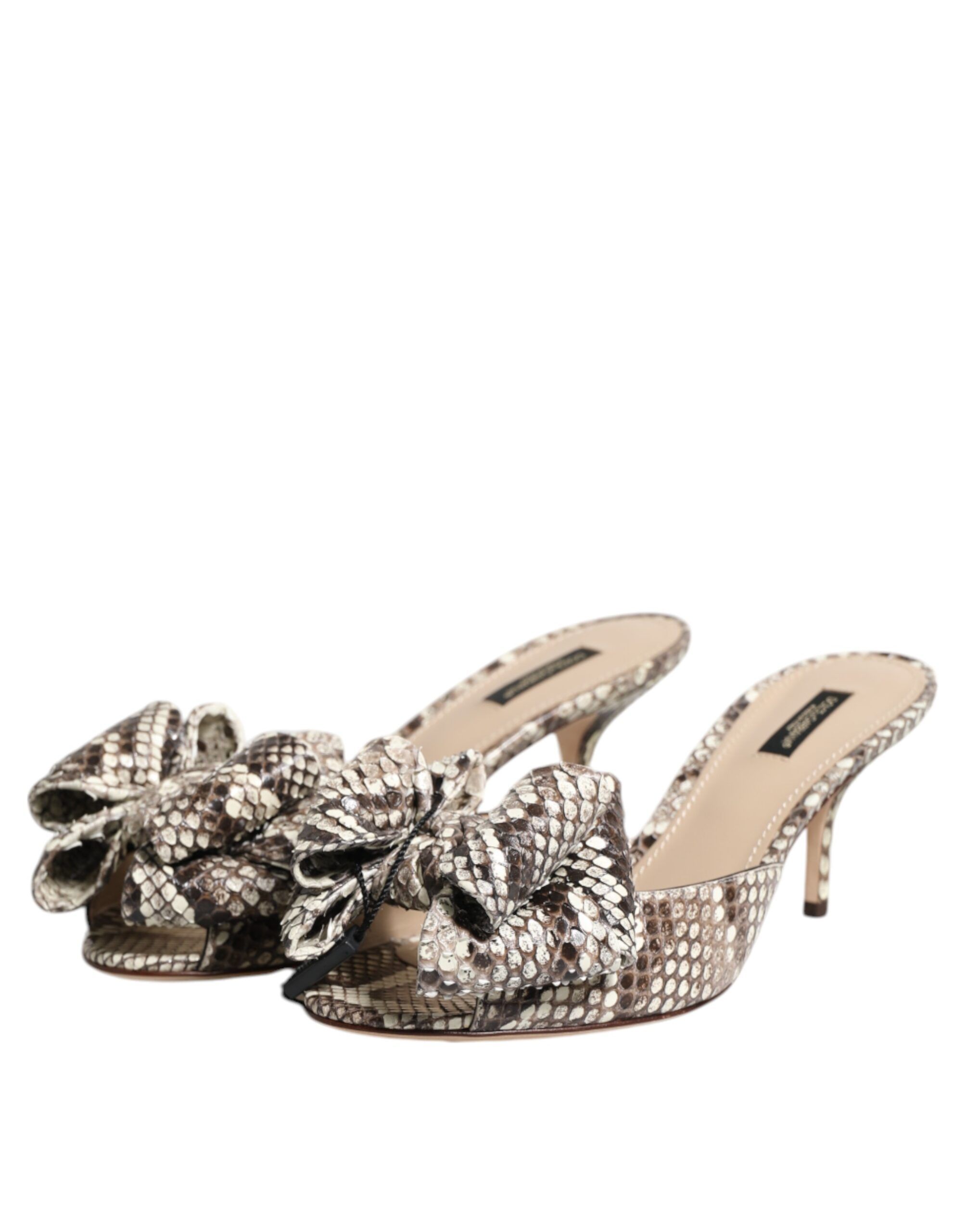 Keira Bow Leather Peep Toe Mules Women's Shoes - Dolce & Gabbana - Modalova