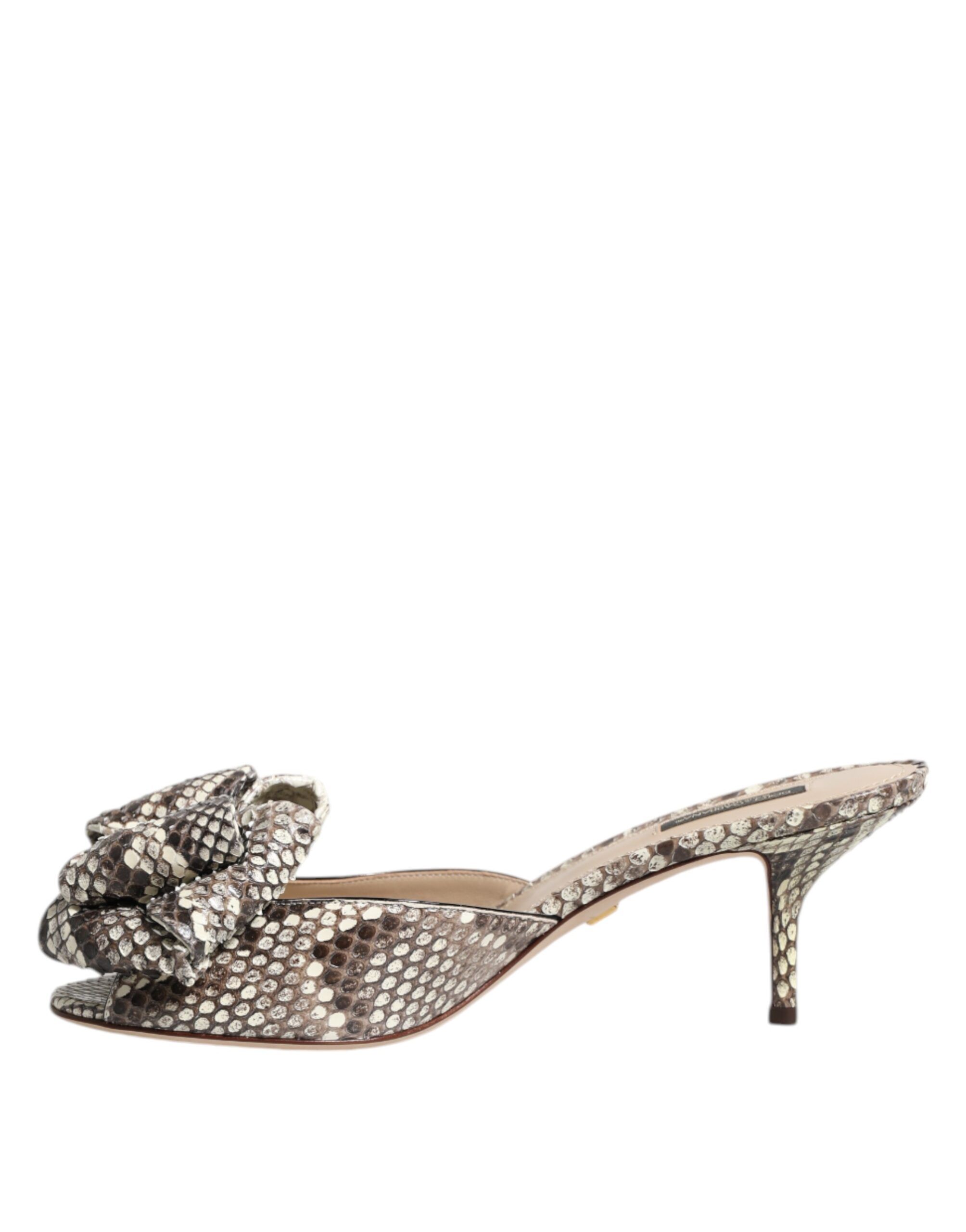 Keira Bow Leather Peep Toe Mules Women's Shoes - Dolce & Gabbana - Modalova