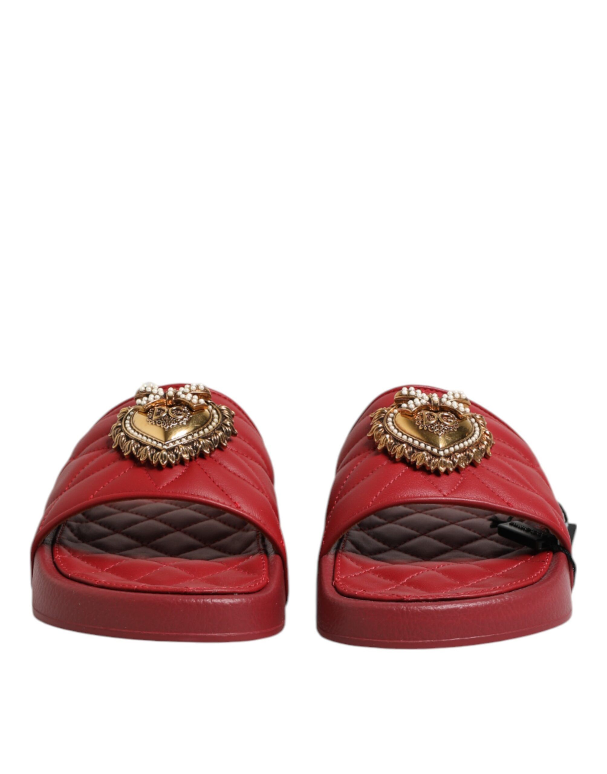 Devotion Matelassé Leather Slides Women's Shoes - Dolce & Gabbana - Modalova
