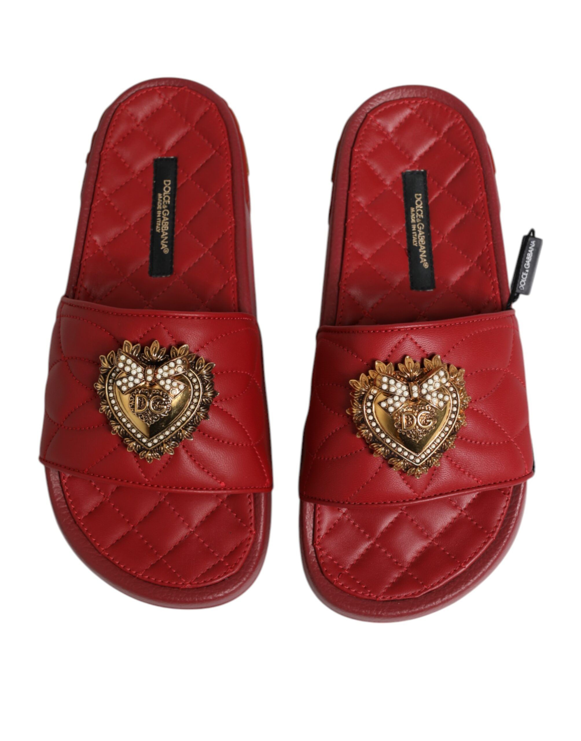 Devotion Matelassé Leather Slides Women's Shoes - Dolce & Gabbana - Modalova
