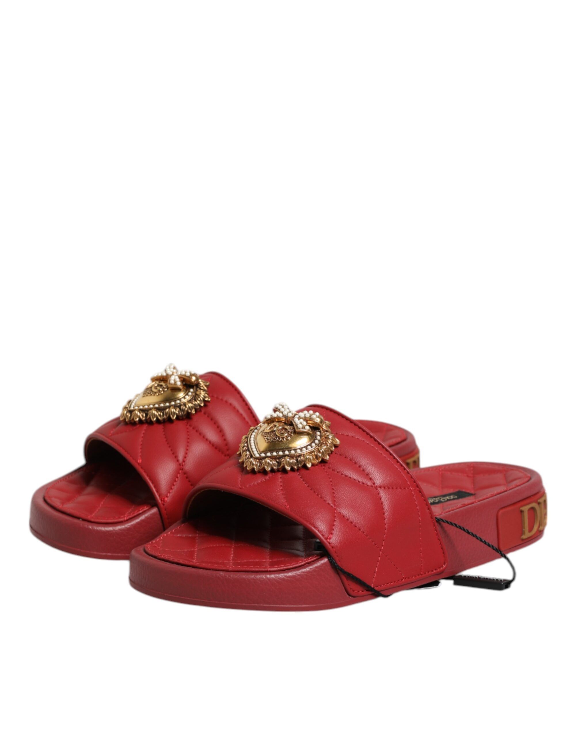 Devotion Matelassé Leather Slides Women's Shoes - Dolce & Gabbana - Modalova