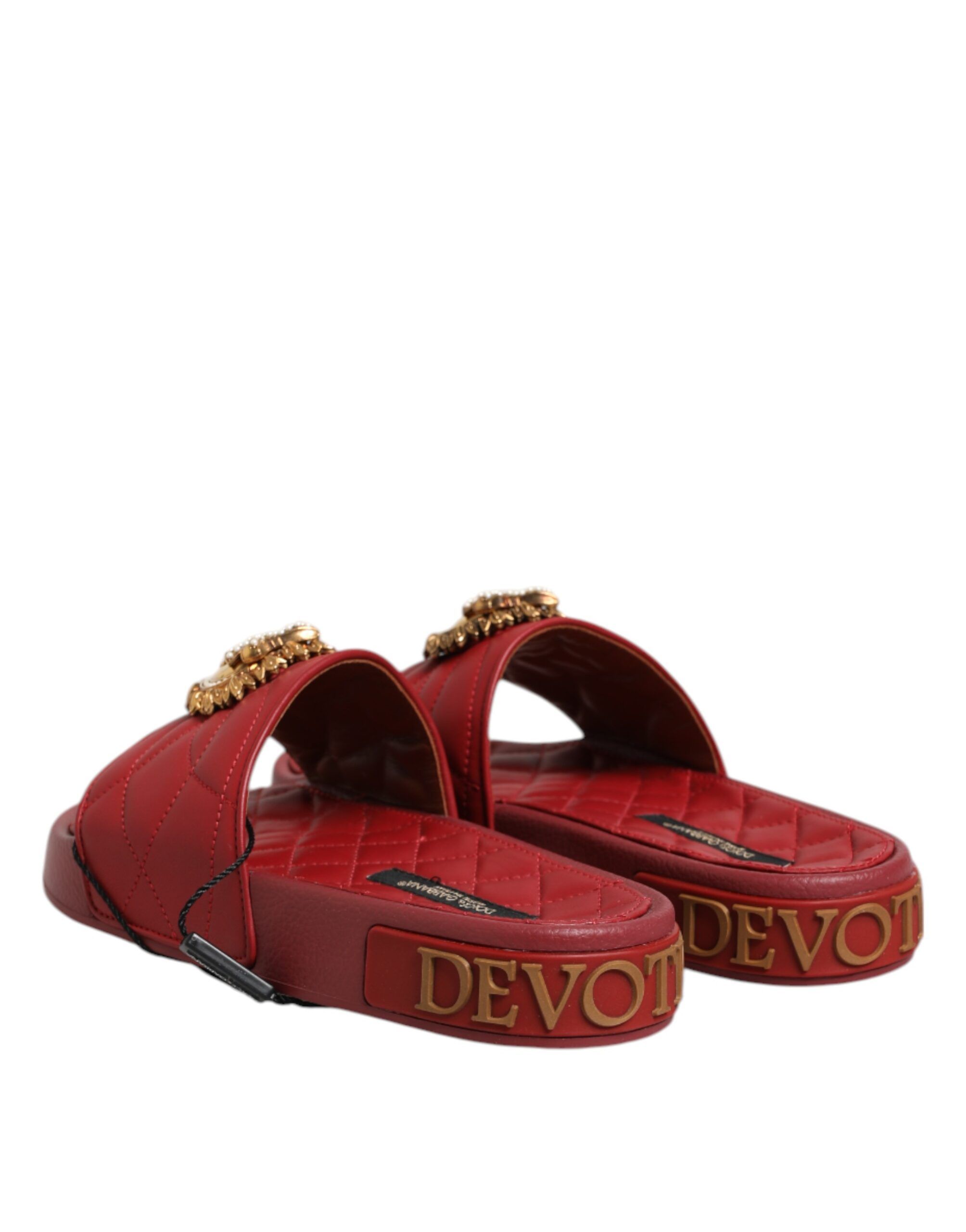 Devotion Matelassé Leather Slides Women's Shoes - Dolce & Gabbana - Modalova