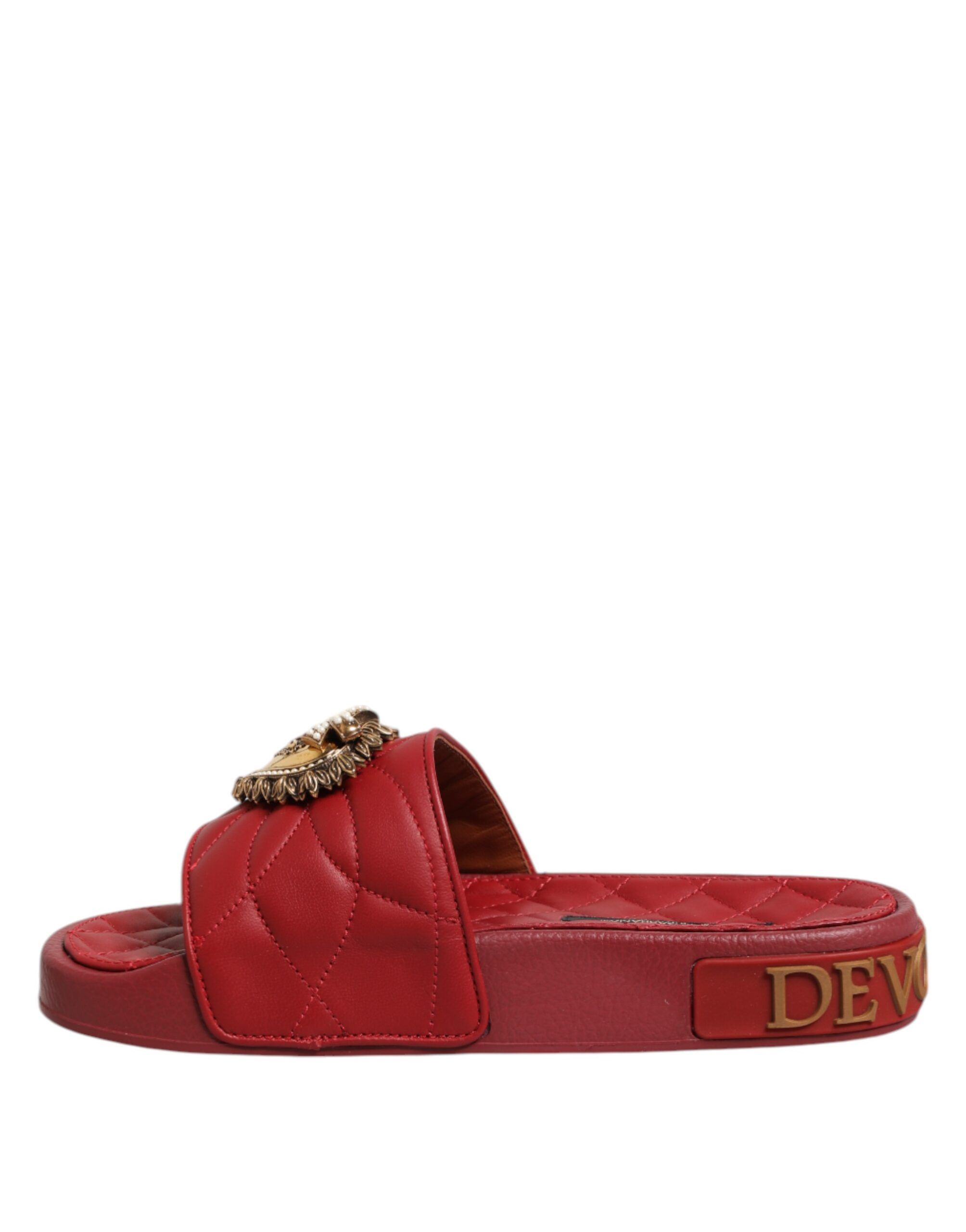 Devotion Matelassé Leather Slides Women's Shoes - Dolce & Gabbana - Modalova