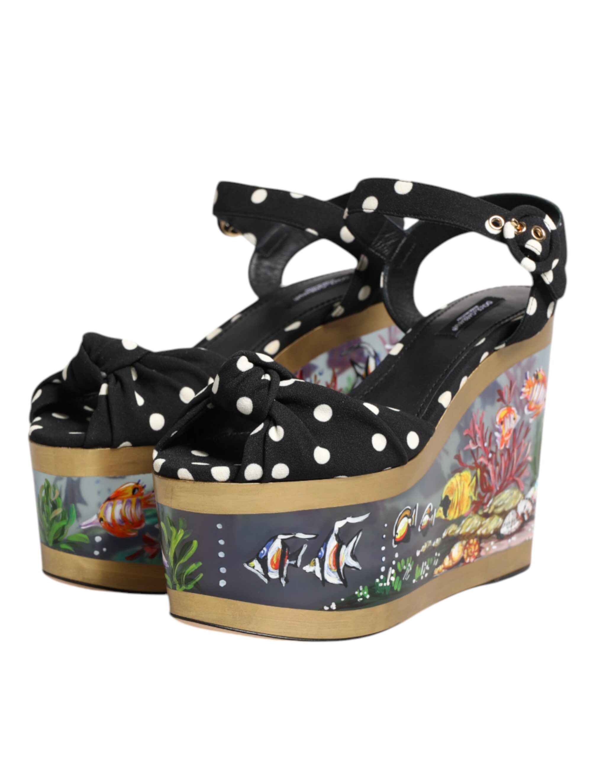Fish Polka Dot Wedge Sandals Women's Shoes - Dolce & Gabbana - Modalova