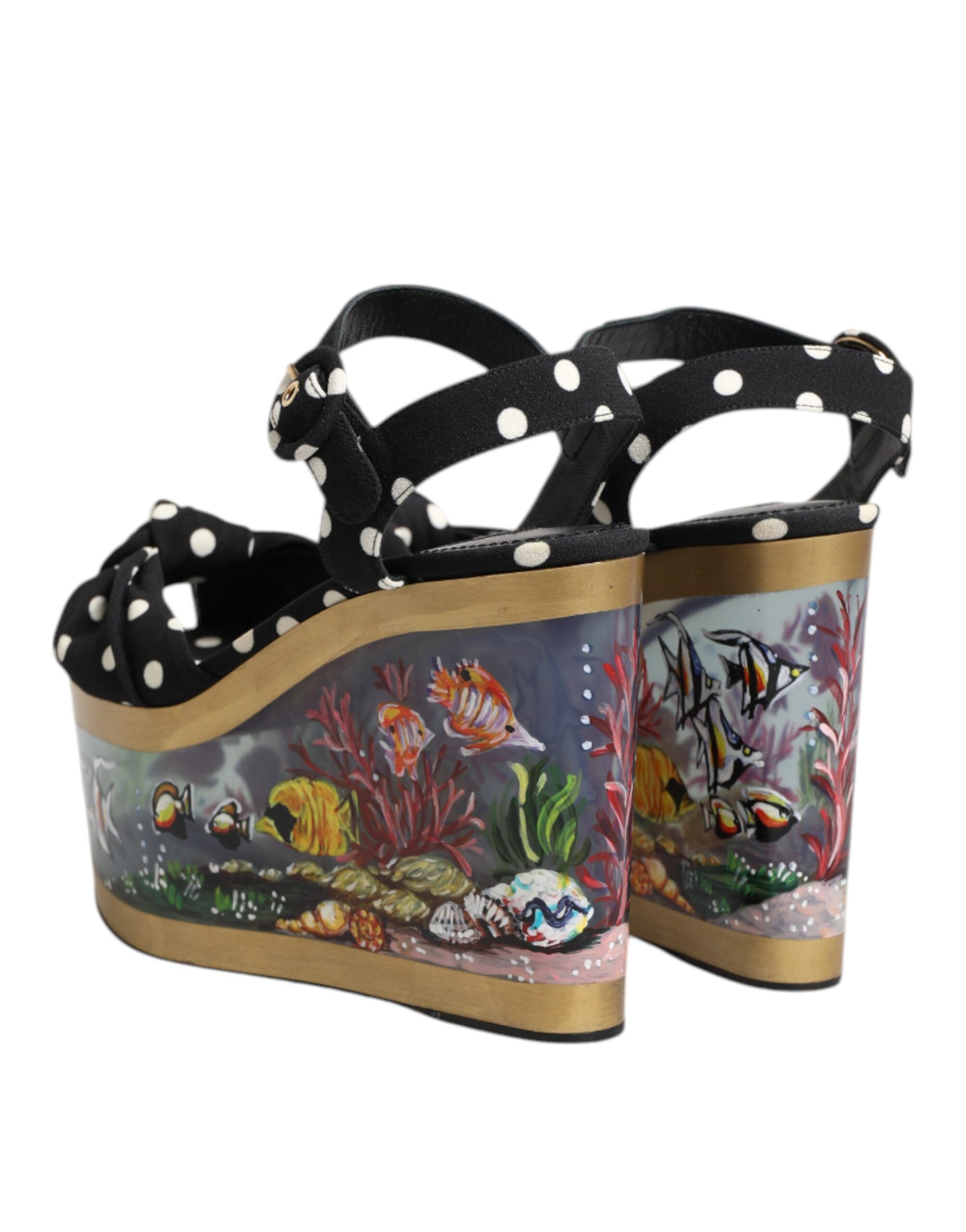Fish Polka Dot Wedge Sandals Women's Shoes - Dolce & Gabbana - Modalova