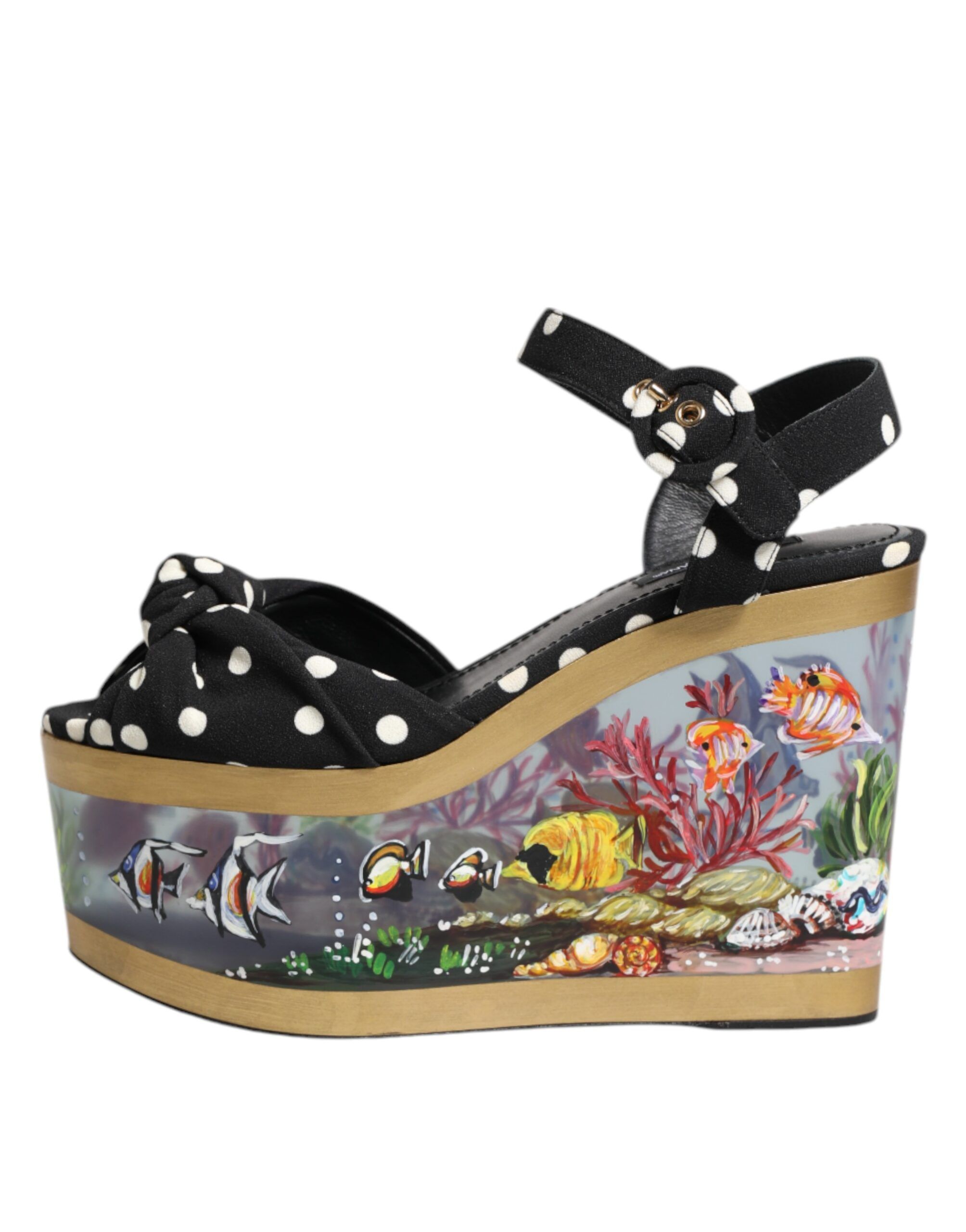 Fish Polka Dot Wedge Sandals Women's Shoes - Dolce & Gabbana - Modalova
