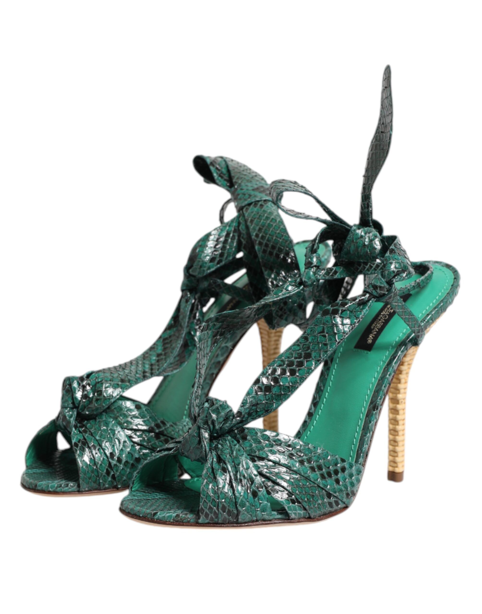 Python Leather Heels Sandals Women's Shoes - Dolce & Gabbana - Modalova