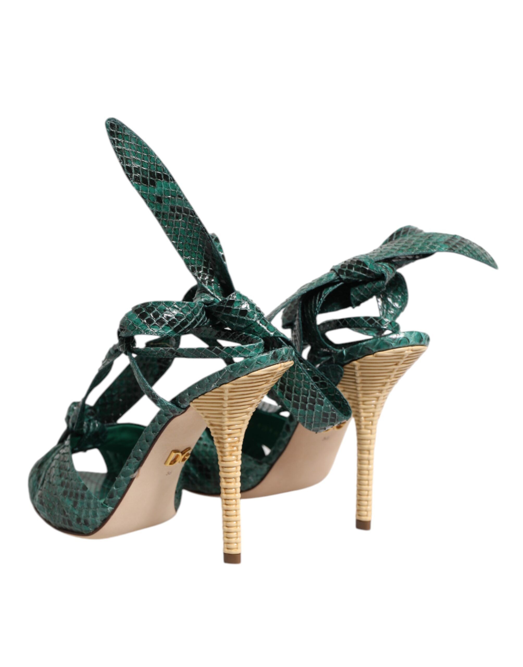 Python Leather Heels Sandals Women's Shoes - Dolce & Gabbana - Modalova