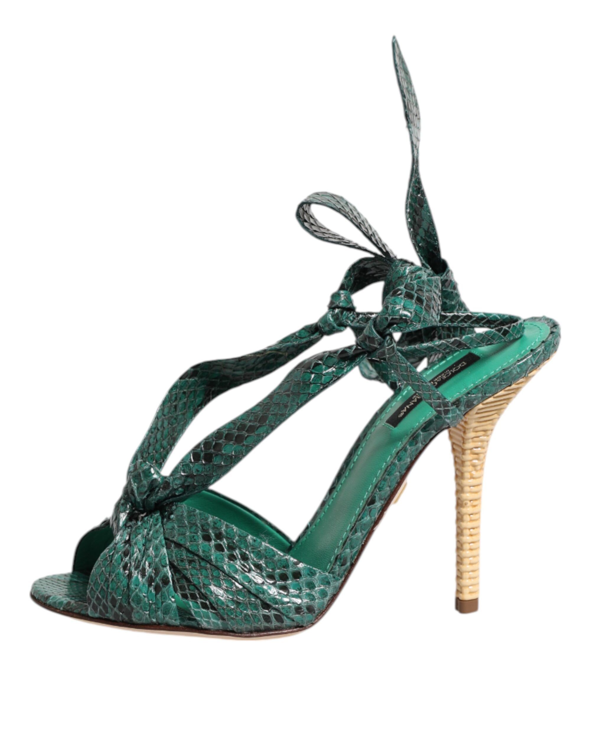 Python Leather Heels Sandals Women's Shoes - Dolce & Gabbana - Modalova