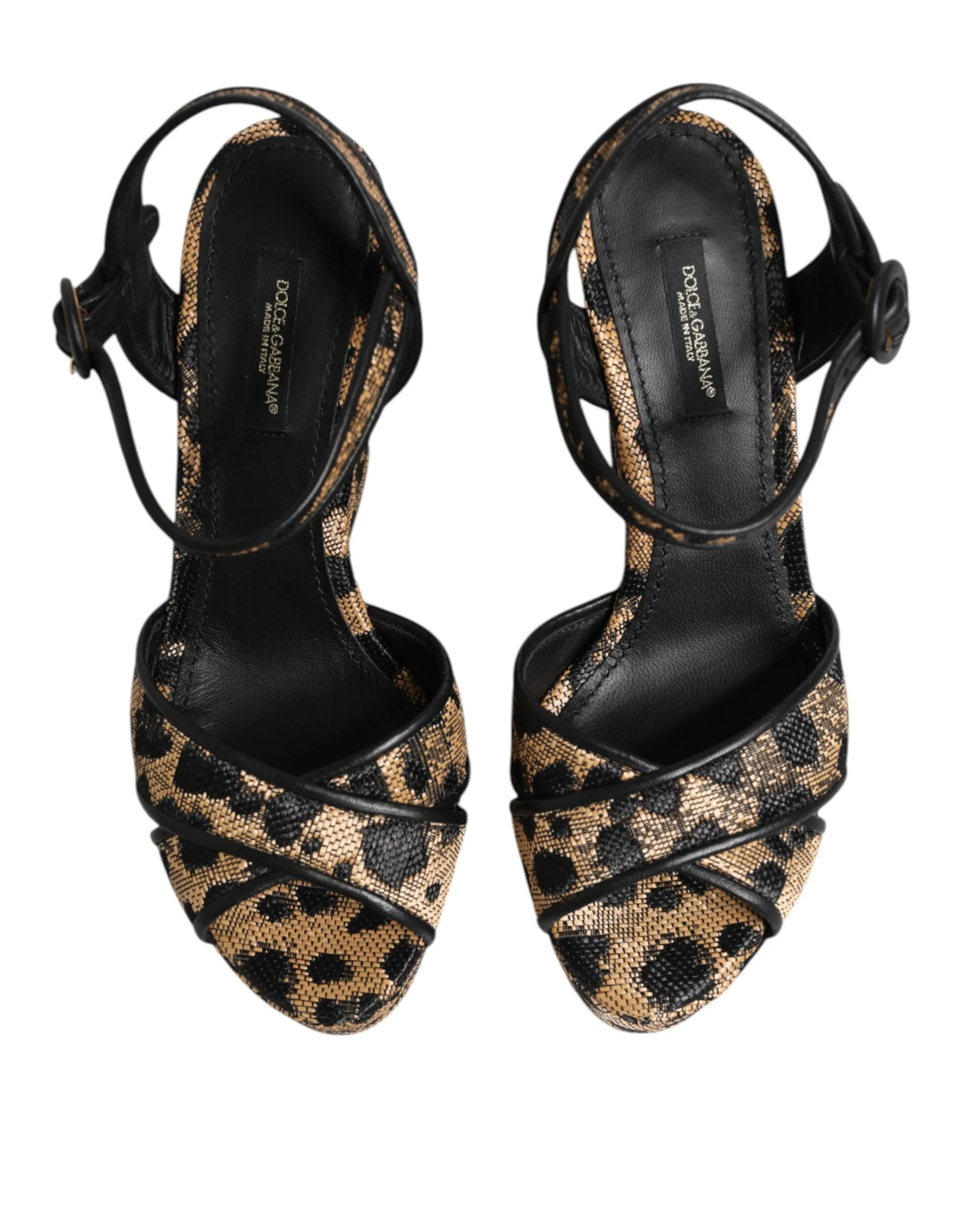 Brown Leopard Wedges Ankle Strap Sandals Women's Shoes - Dolce & Gabbana - Modalova