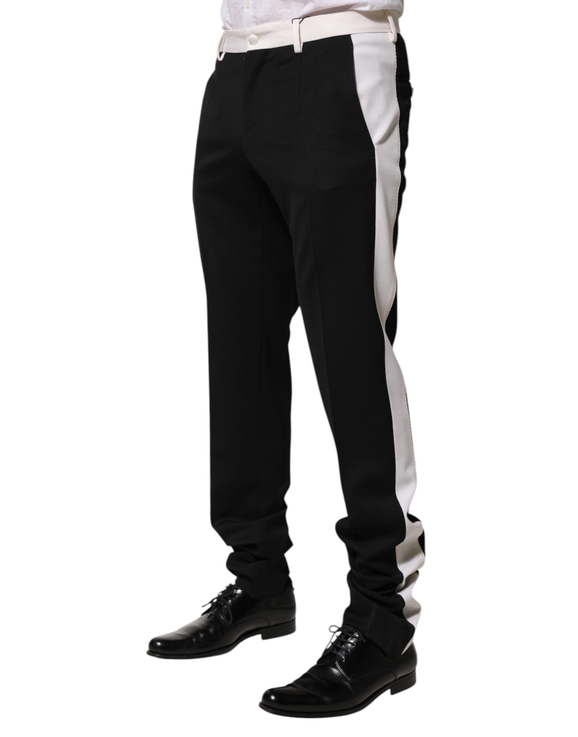 Black White Stripe Wool Men Trouser Men's Pants - Dolce & Gabbana - Modalova