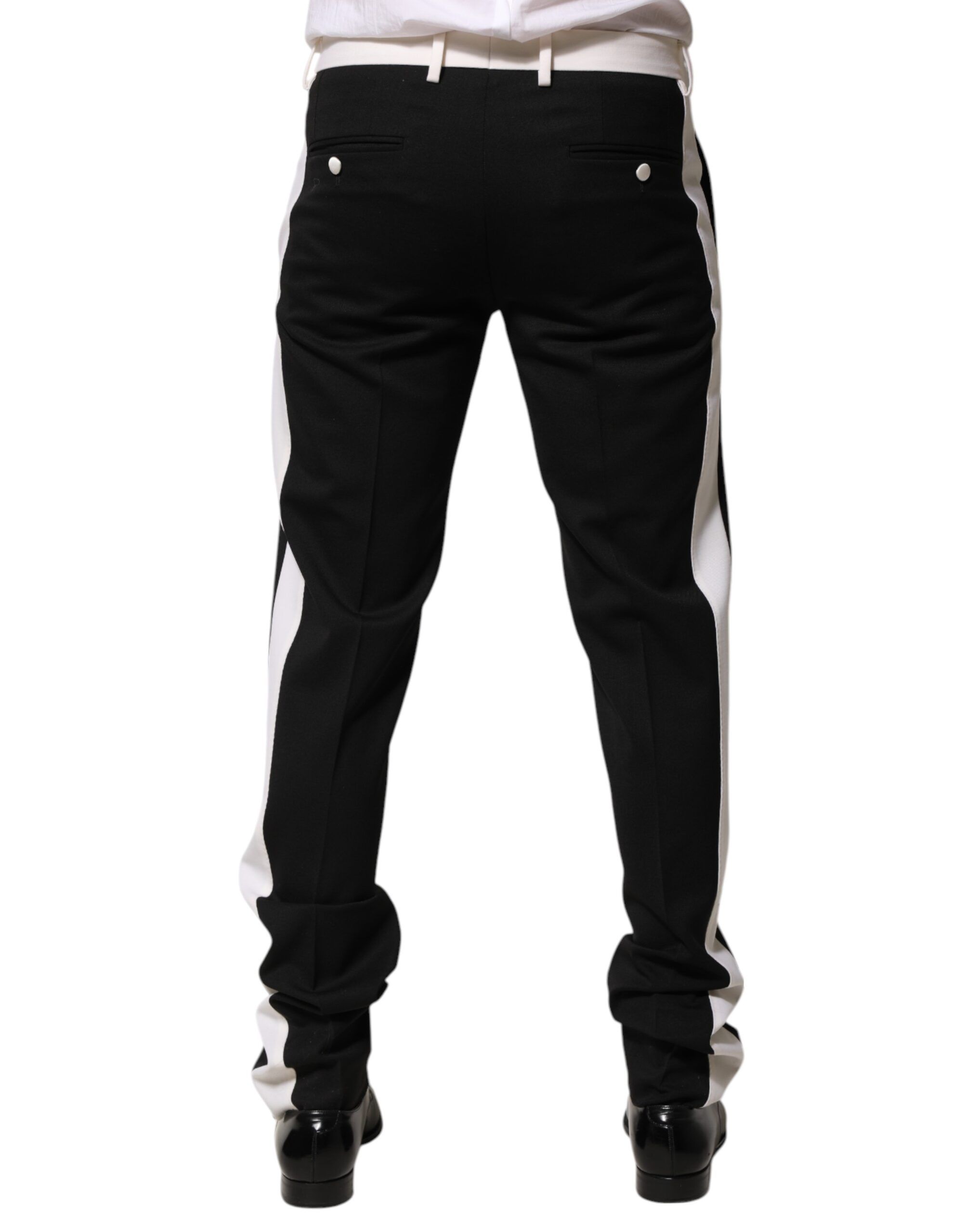 Black White Stripe Wool Men Trouser Men's Pants - Dolce & Gabbana - Modalova