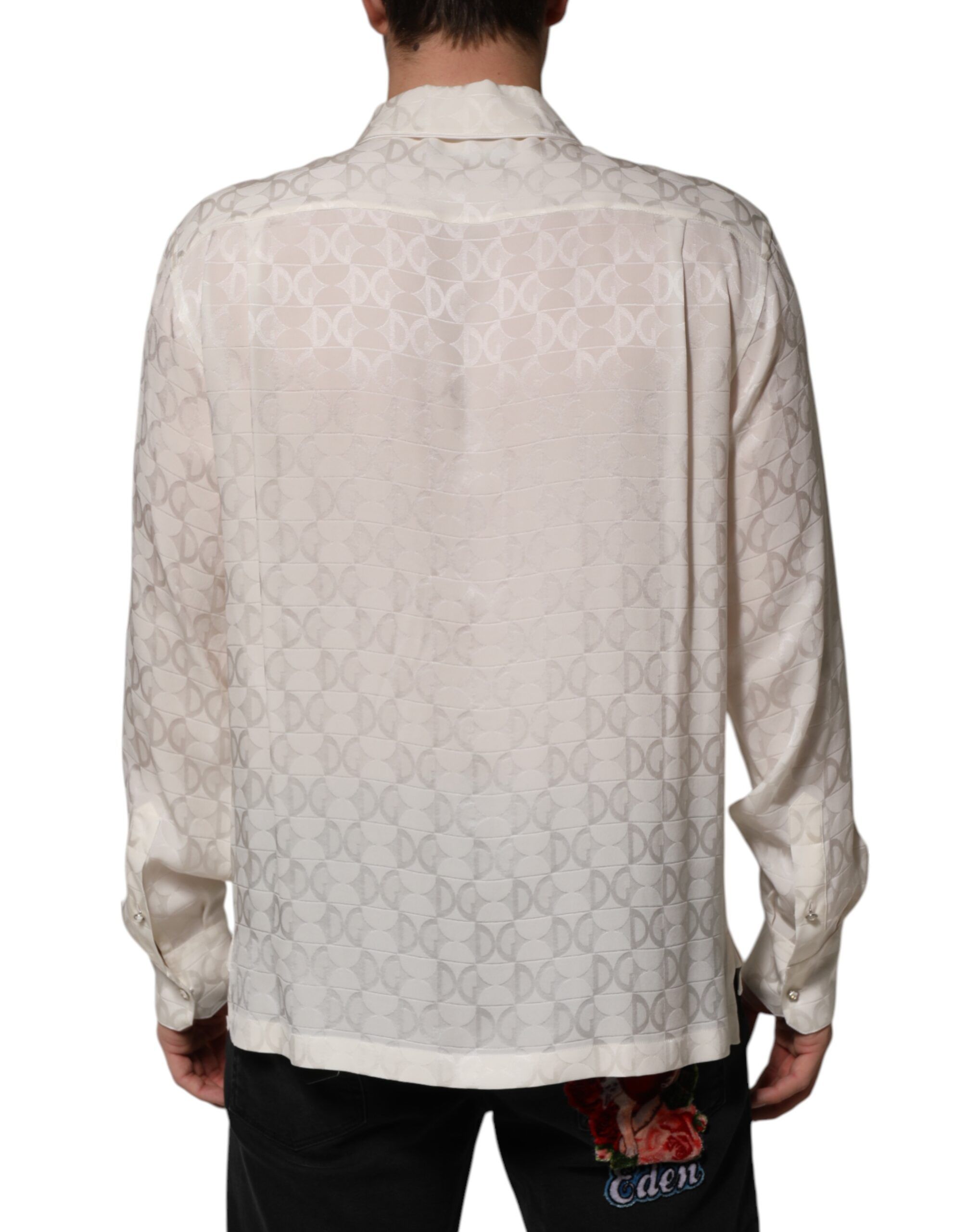 Silk DG Logo Print Long Sleeves Men's Shirt - Dolce & Gabbana - Modalova