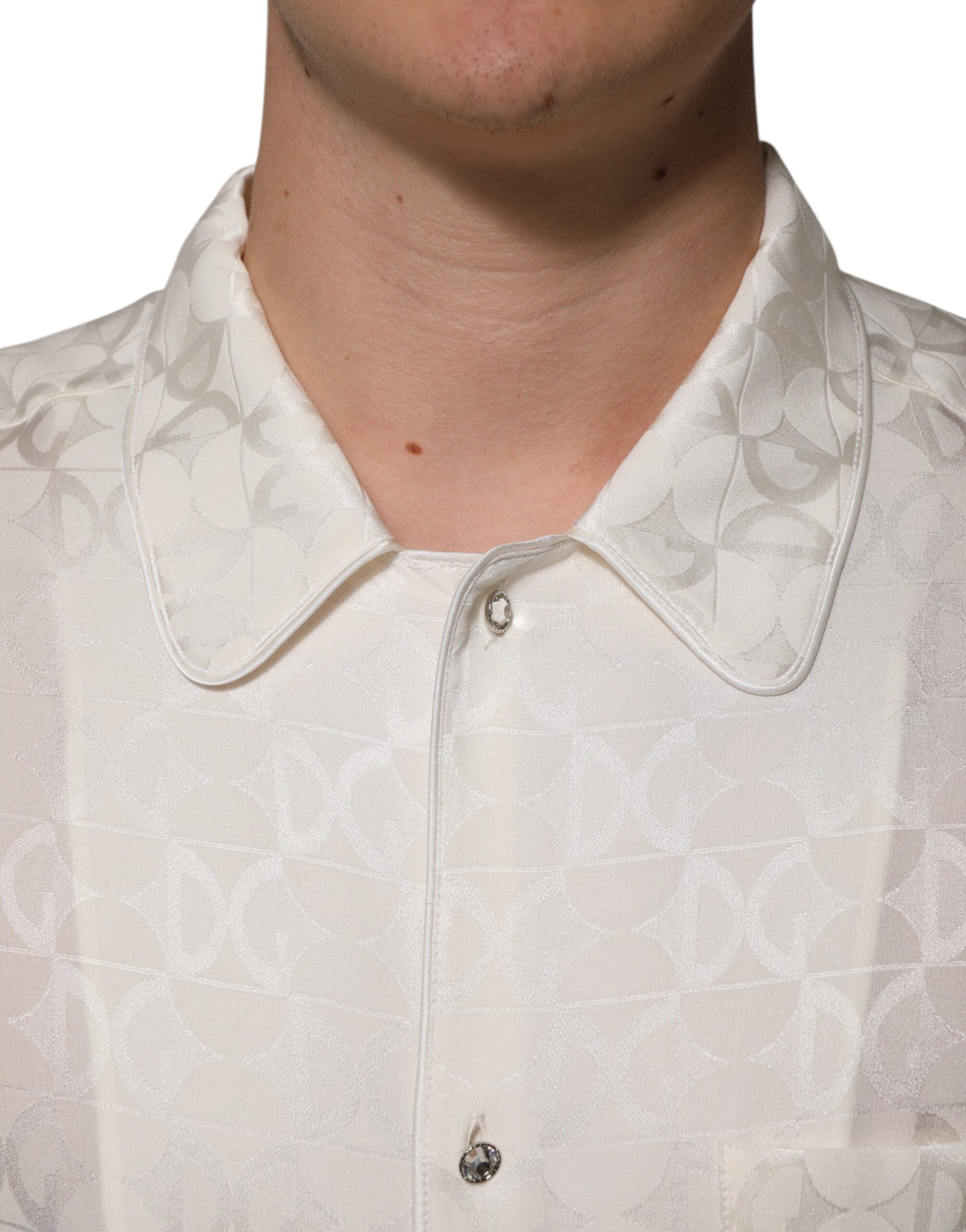 Silk DG Logo Print Long Sleeves Men's Shirt - Dolce & Gabbana - Modalova