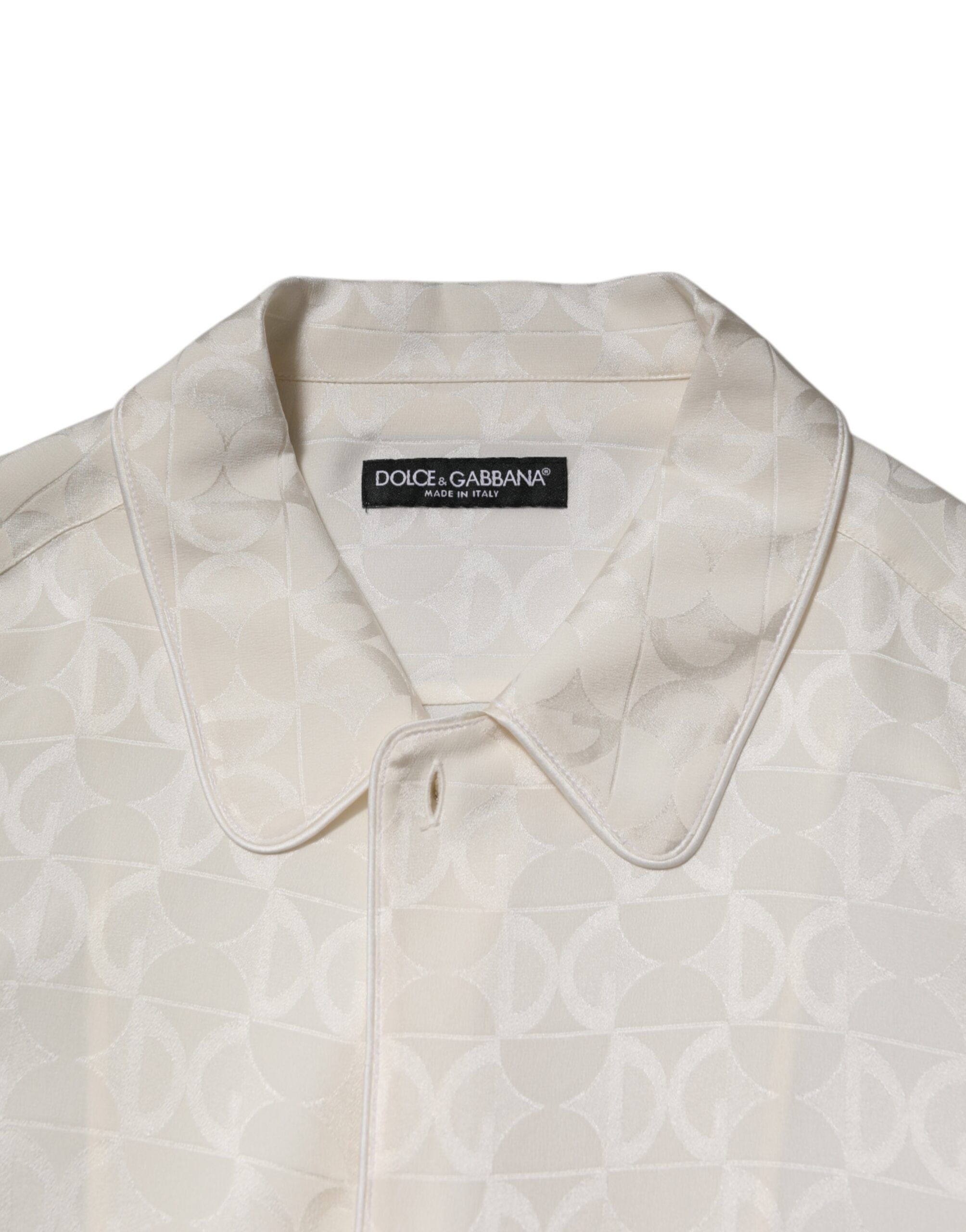 Silk DG Logo Print Long Sleeves Men's Shirt - Dolce & Gabbana - Modalova