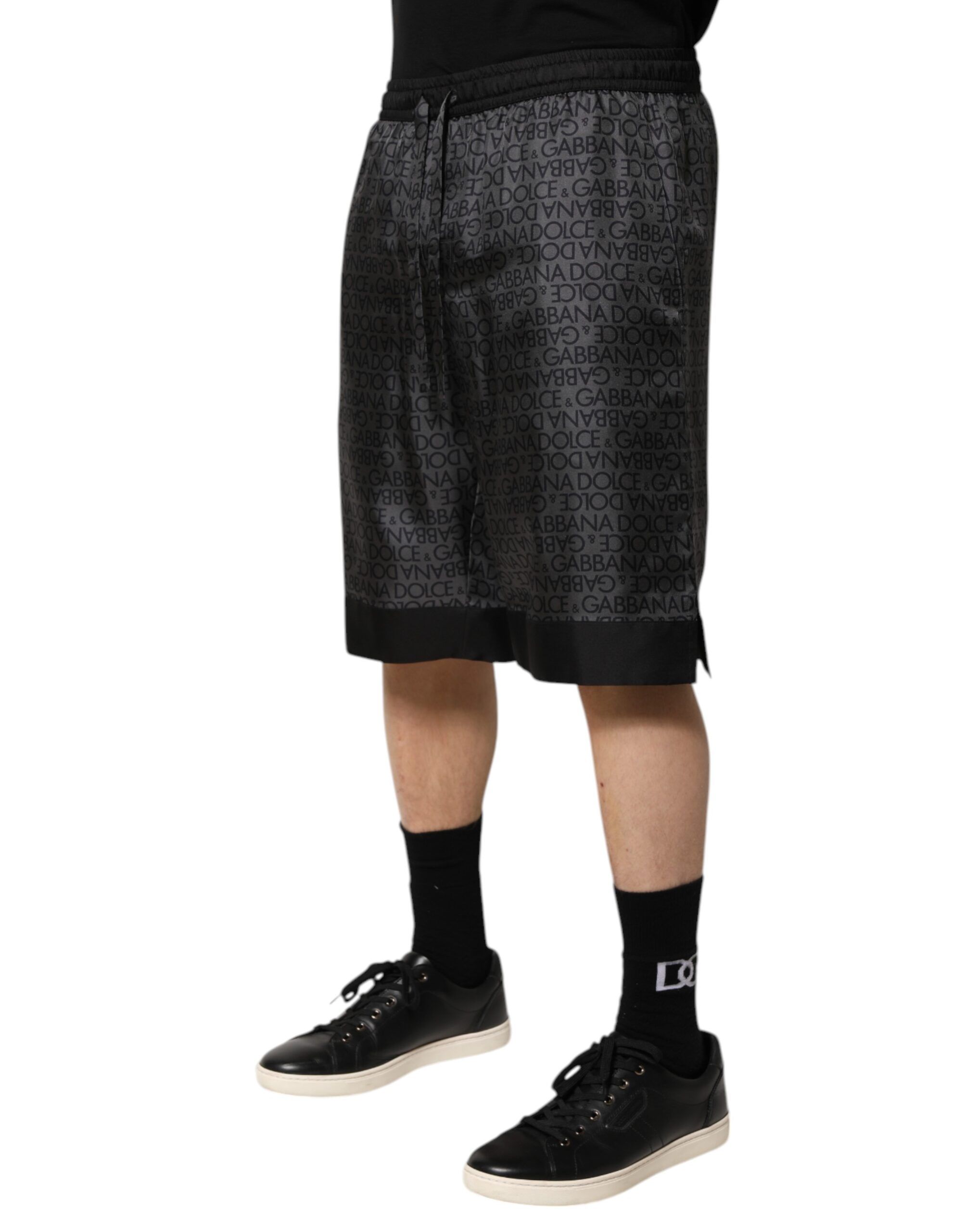 Gray Black Silk DG Logo Men Bermuda Men's Shorts - Dolce & Gabbana - Modalova