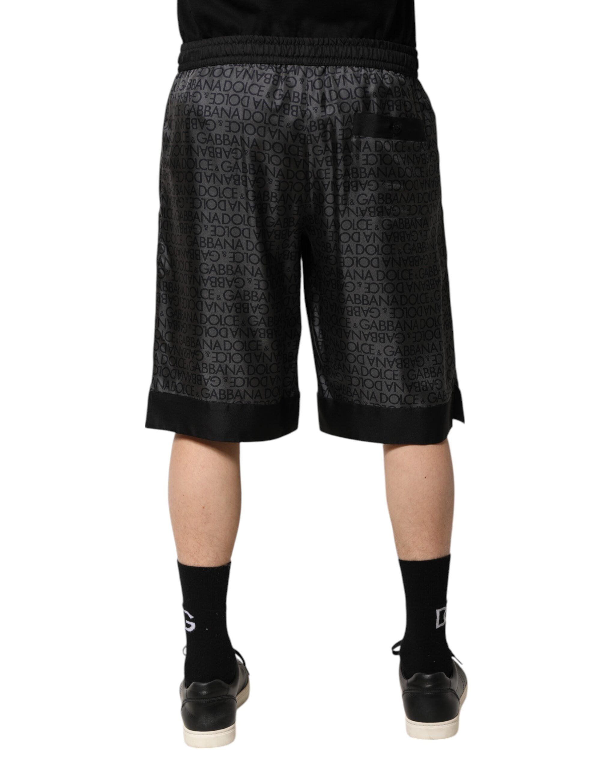 Gray Black Silk DG Logo Men Bermuda Men's Shorts - Dolce & Gabbana - Modalova