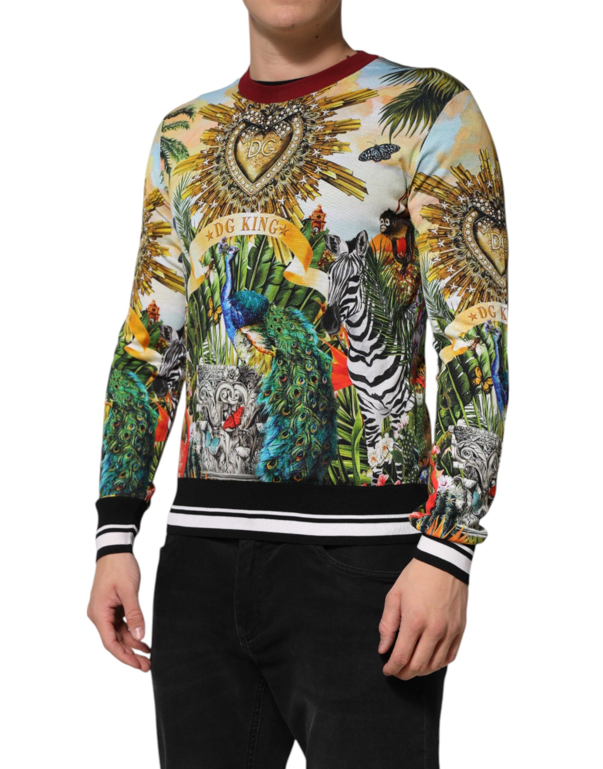 Tropical Heart Crown Silk Pullover Men's Sweater - Dolce & Gabbana - Modalova