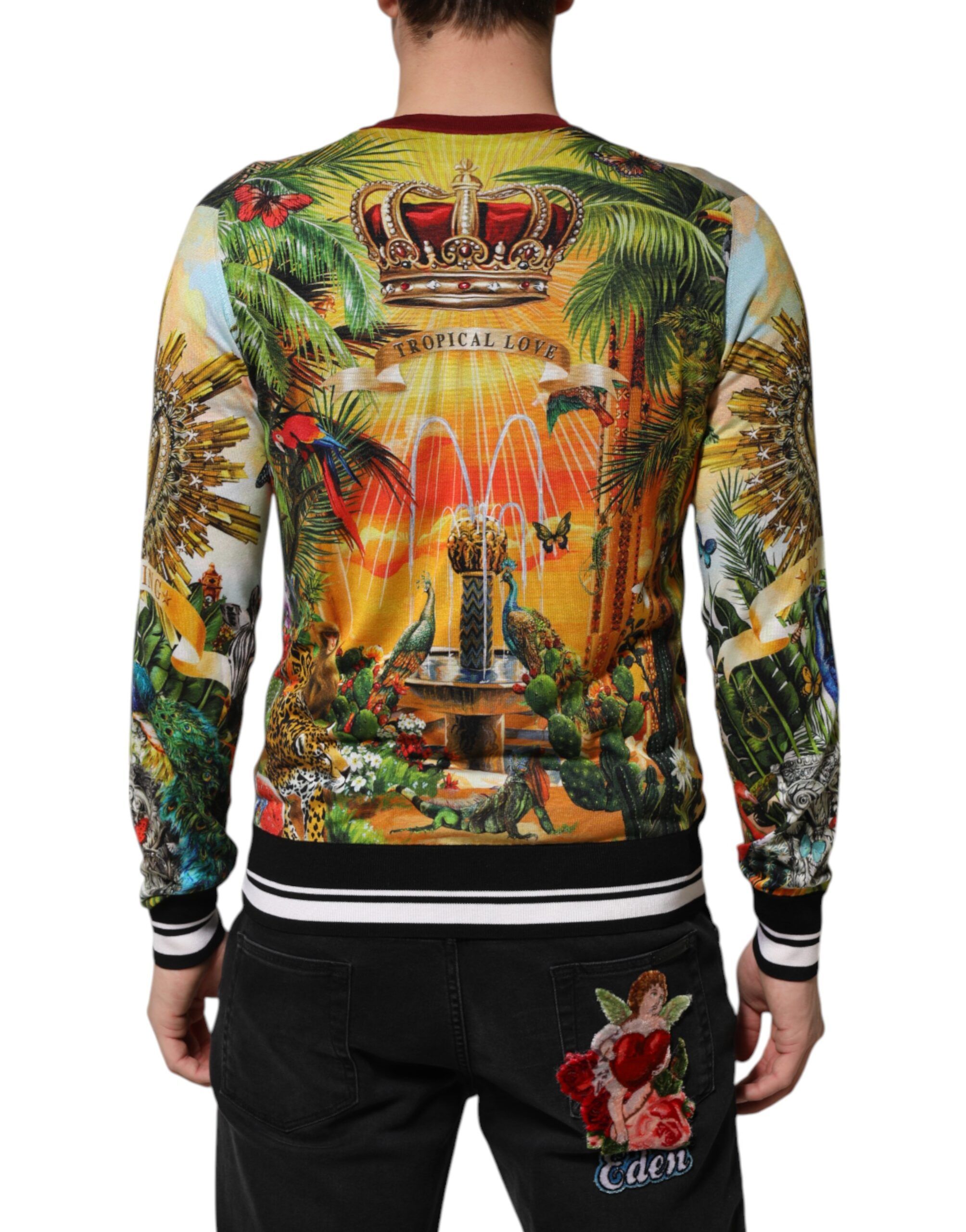 Tropical Heart Crown Silk Pullover Men's Sweater - Dolce & Gabbana - Modalova