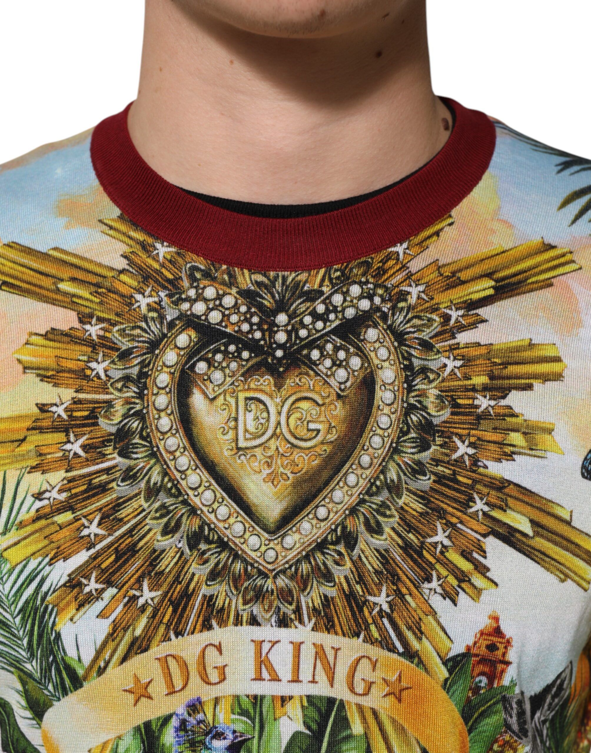 Tropical Heart Crown Silk Pullover Men's Sweater - Dolce & Gabbana - Modalova